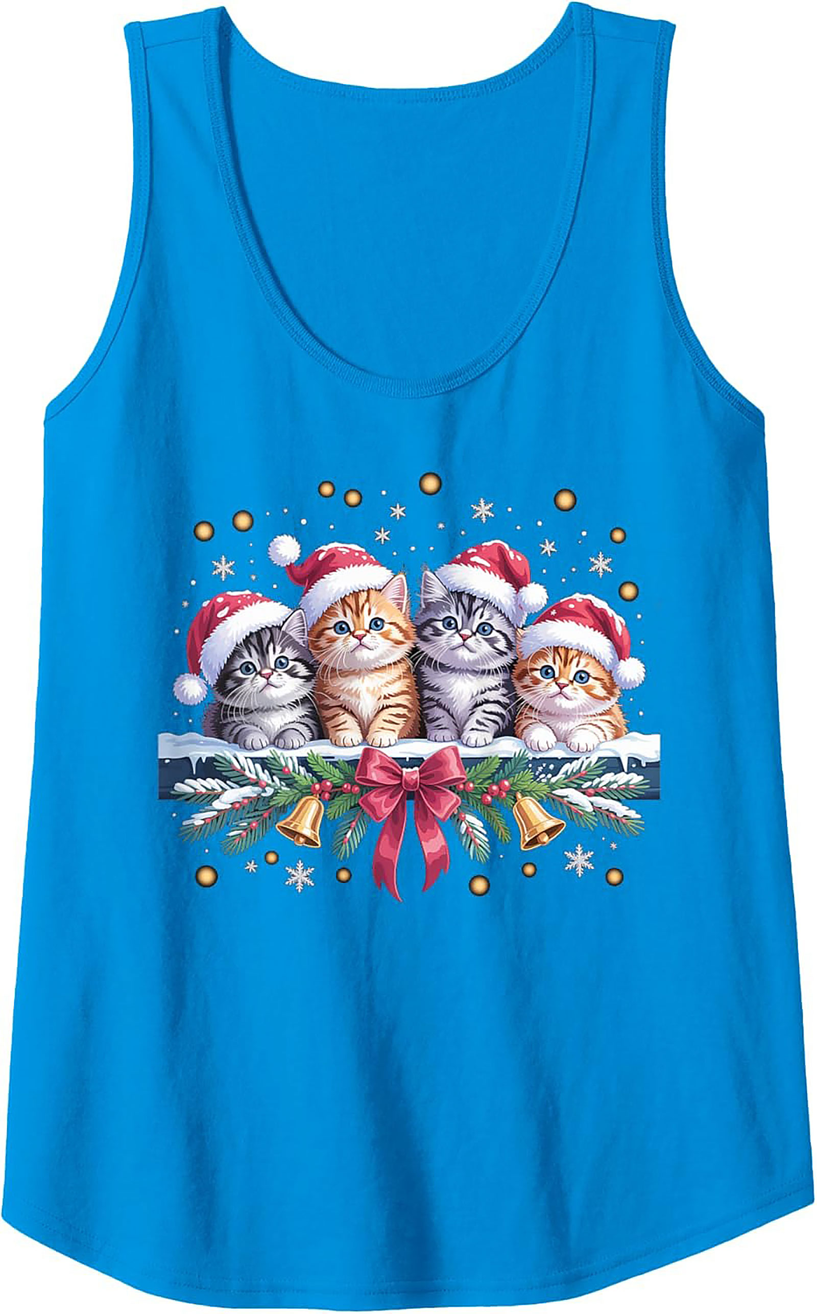 Christmas Kitten Tank Top Holiday Cat Sleeveless Shirt