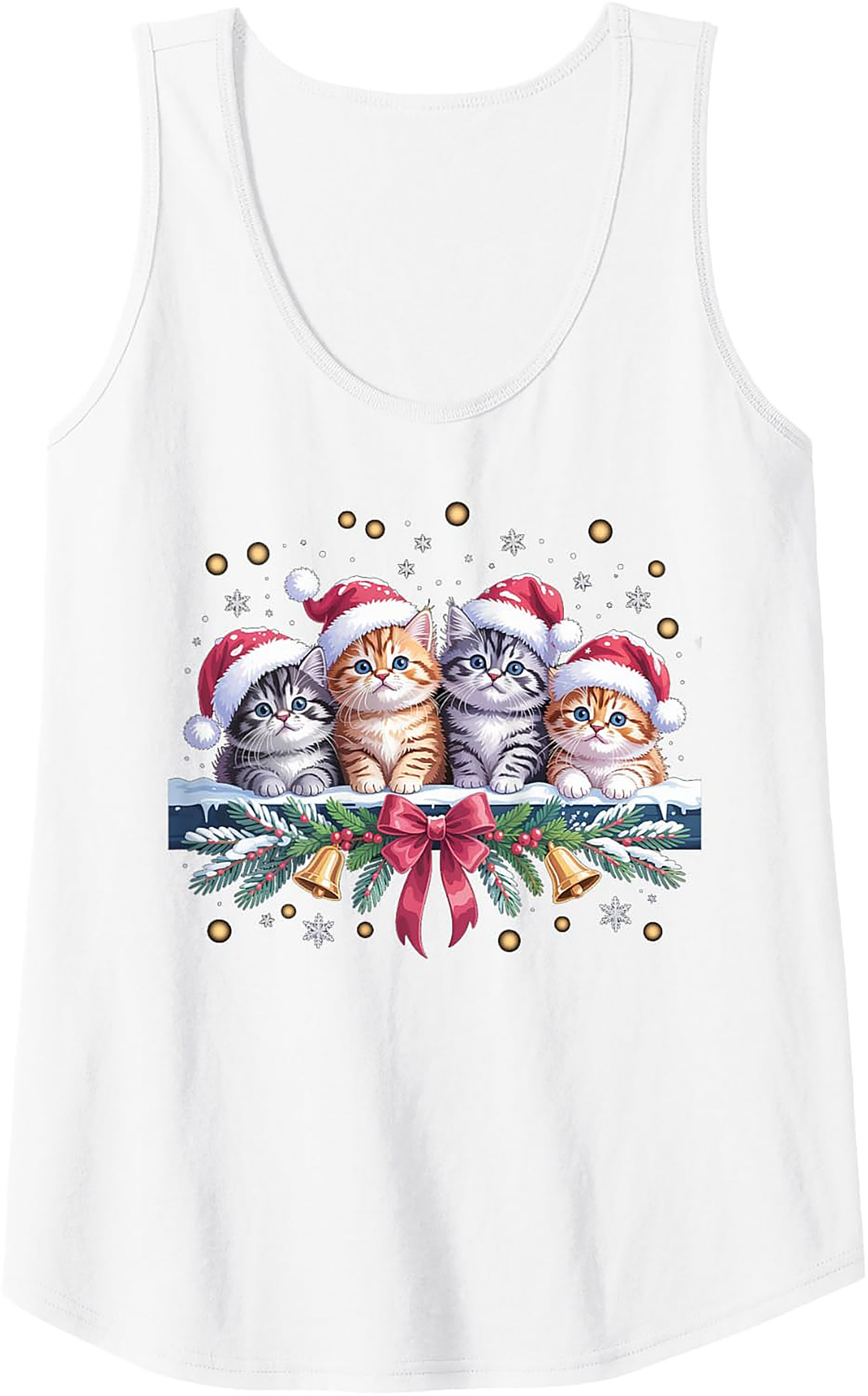 Christmas Kitten Tank Top Holiday Cat Sleeveless Shirt