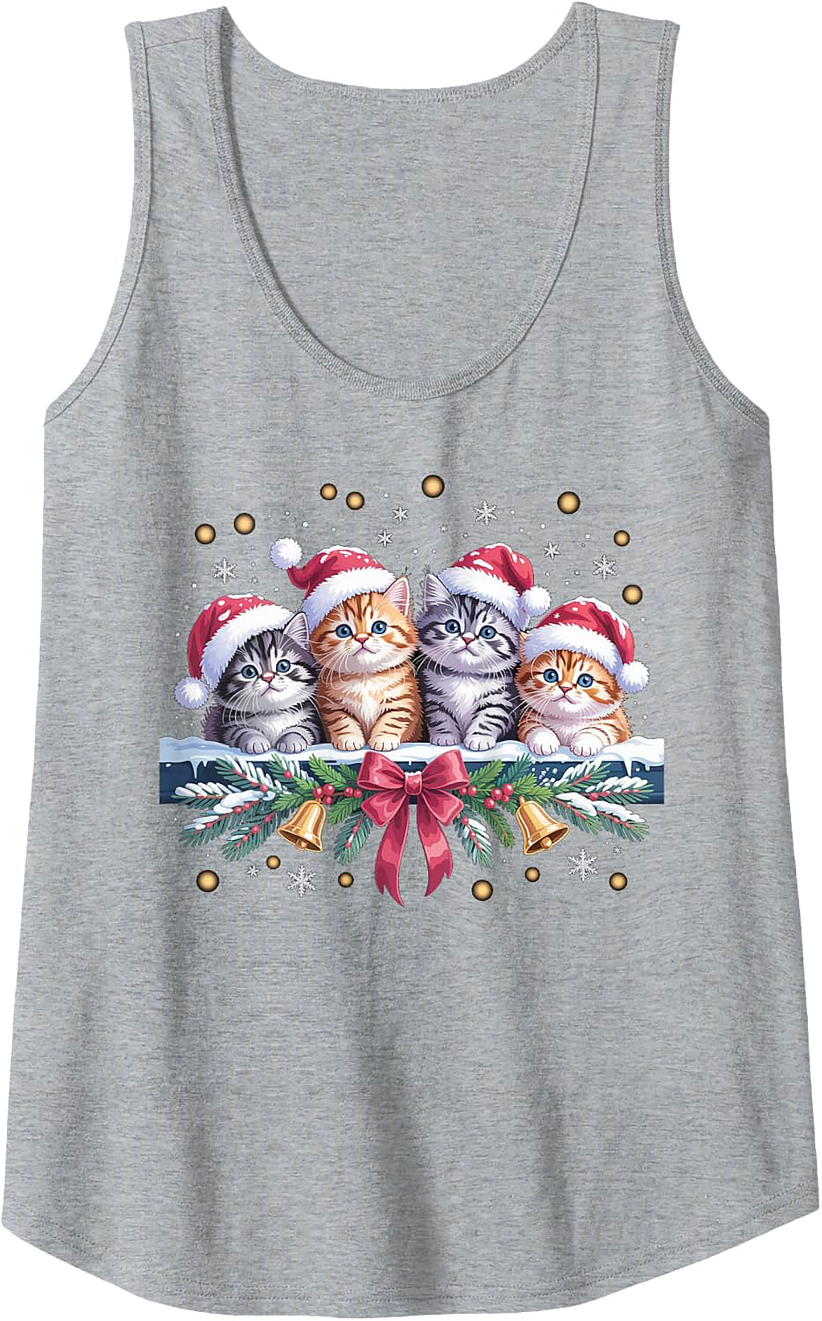 Christmas Kitten Tank Top Holiday Cat Sleeveless Shirt