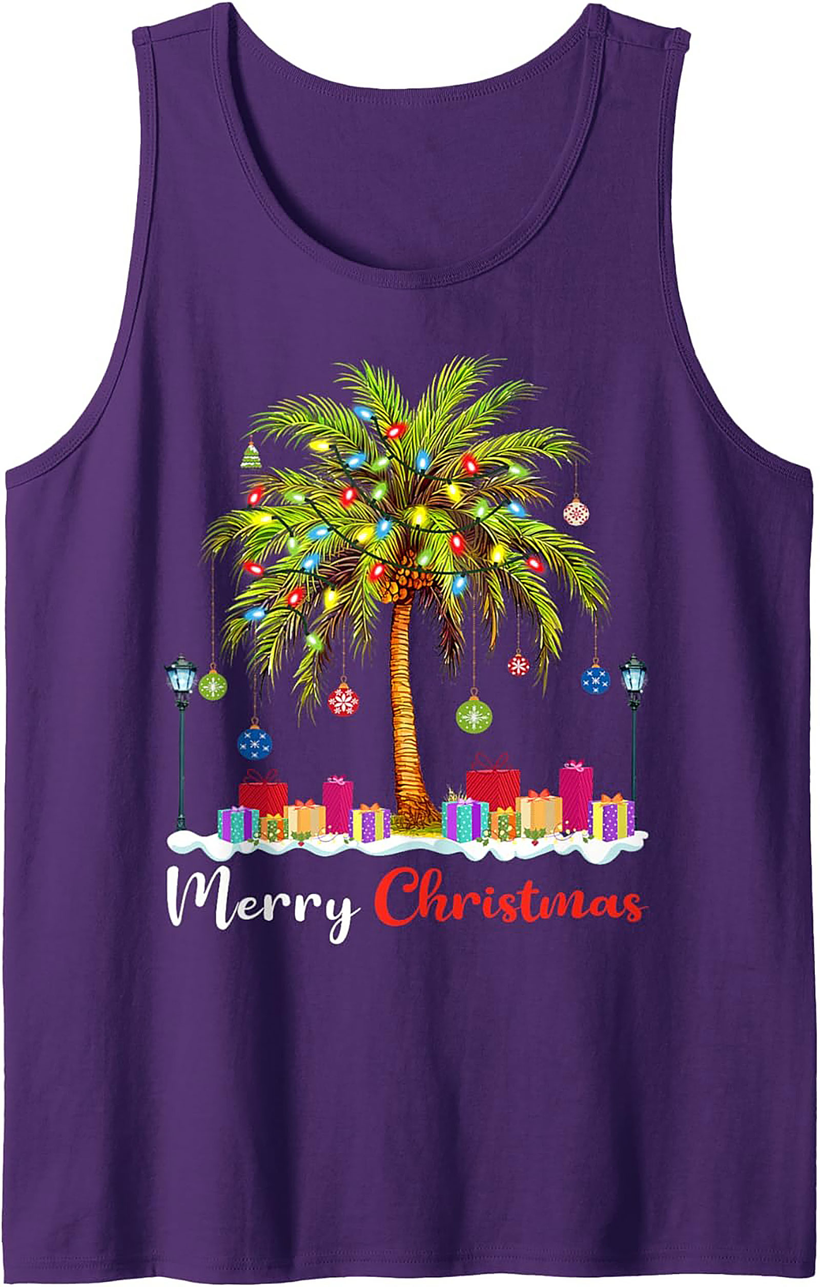 Tropical Christmas Palm Tree Graphic Tank Top Holiday