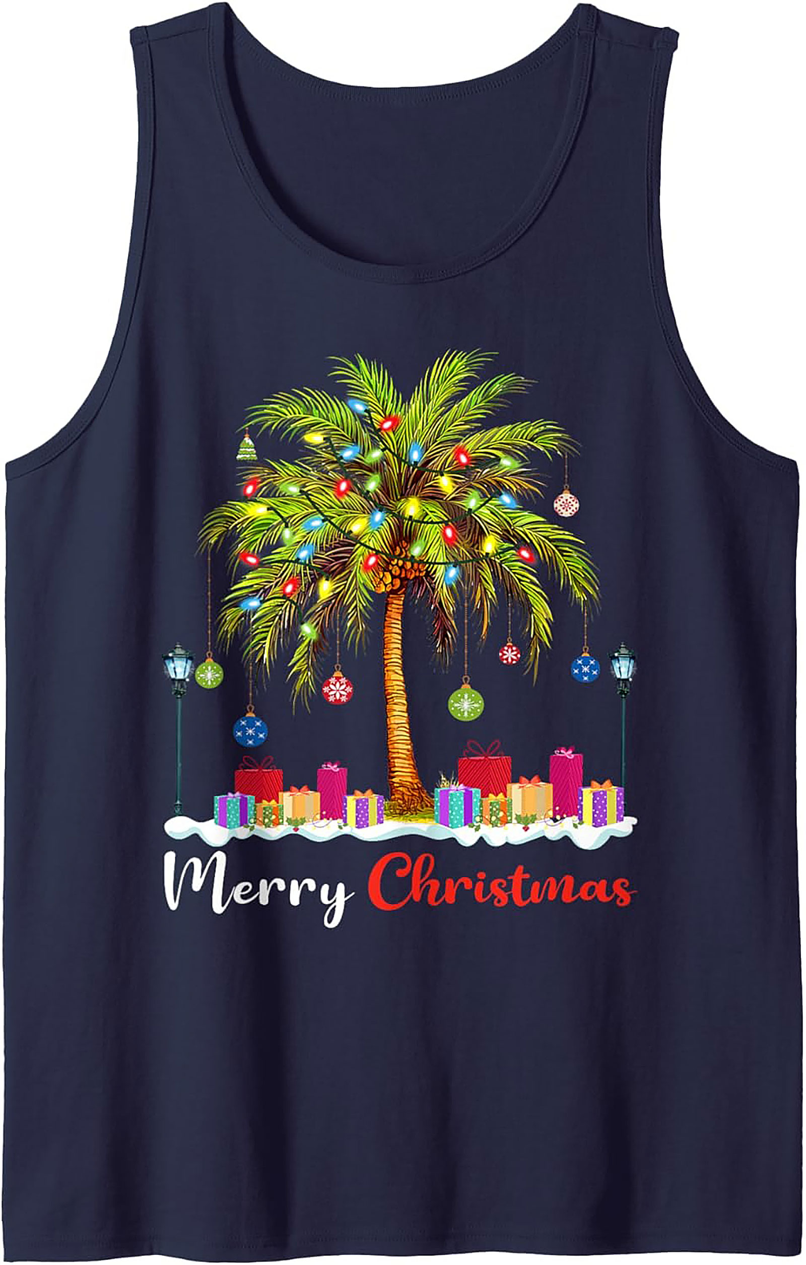 Tropical Christmas Palm Tree Graphic Tank Top Holiday
