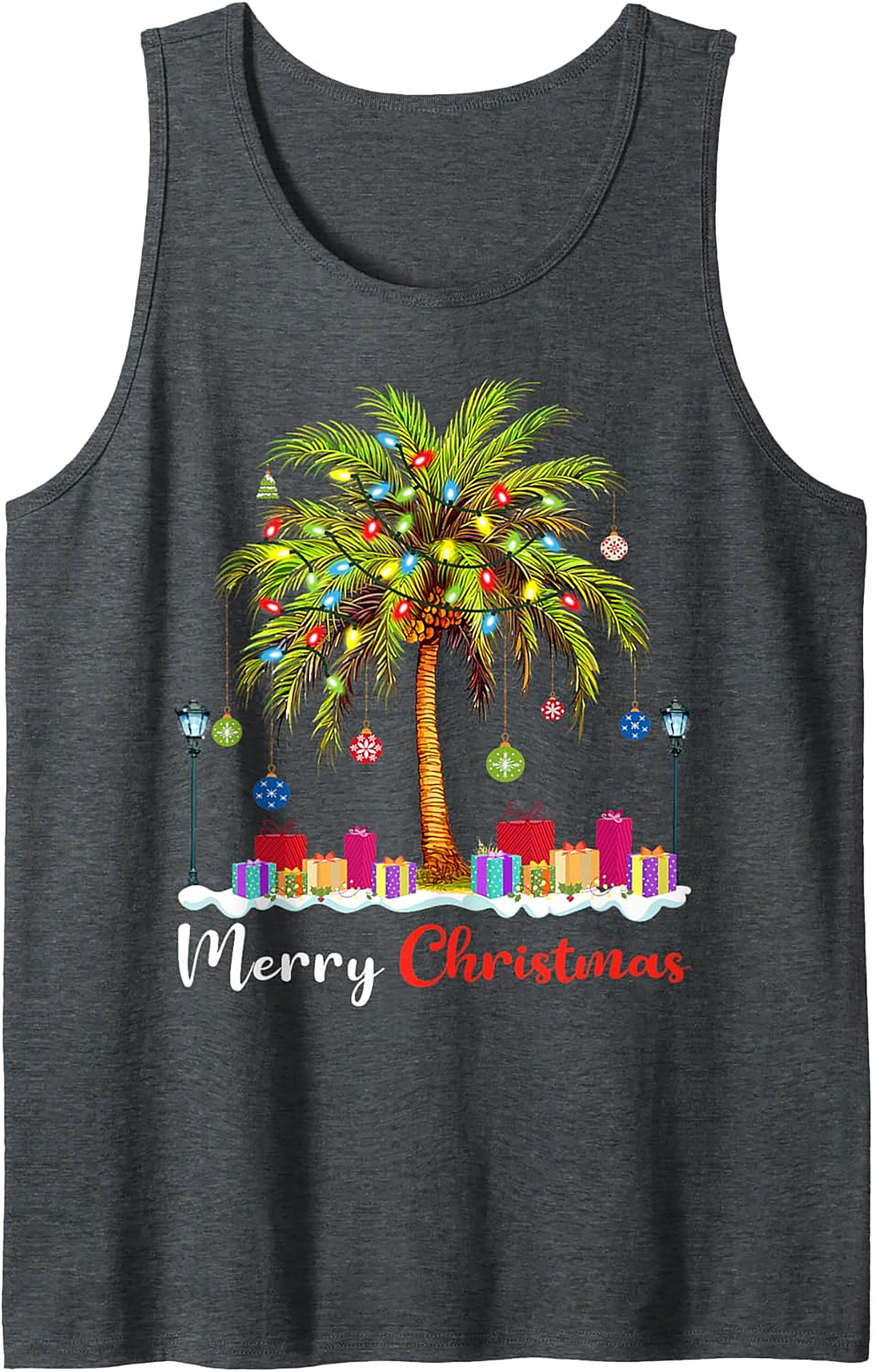 Tropical Christmas Palm Tree Graphic Tank Top Holiday