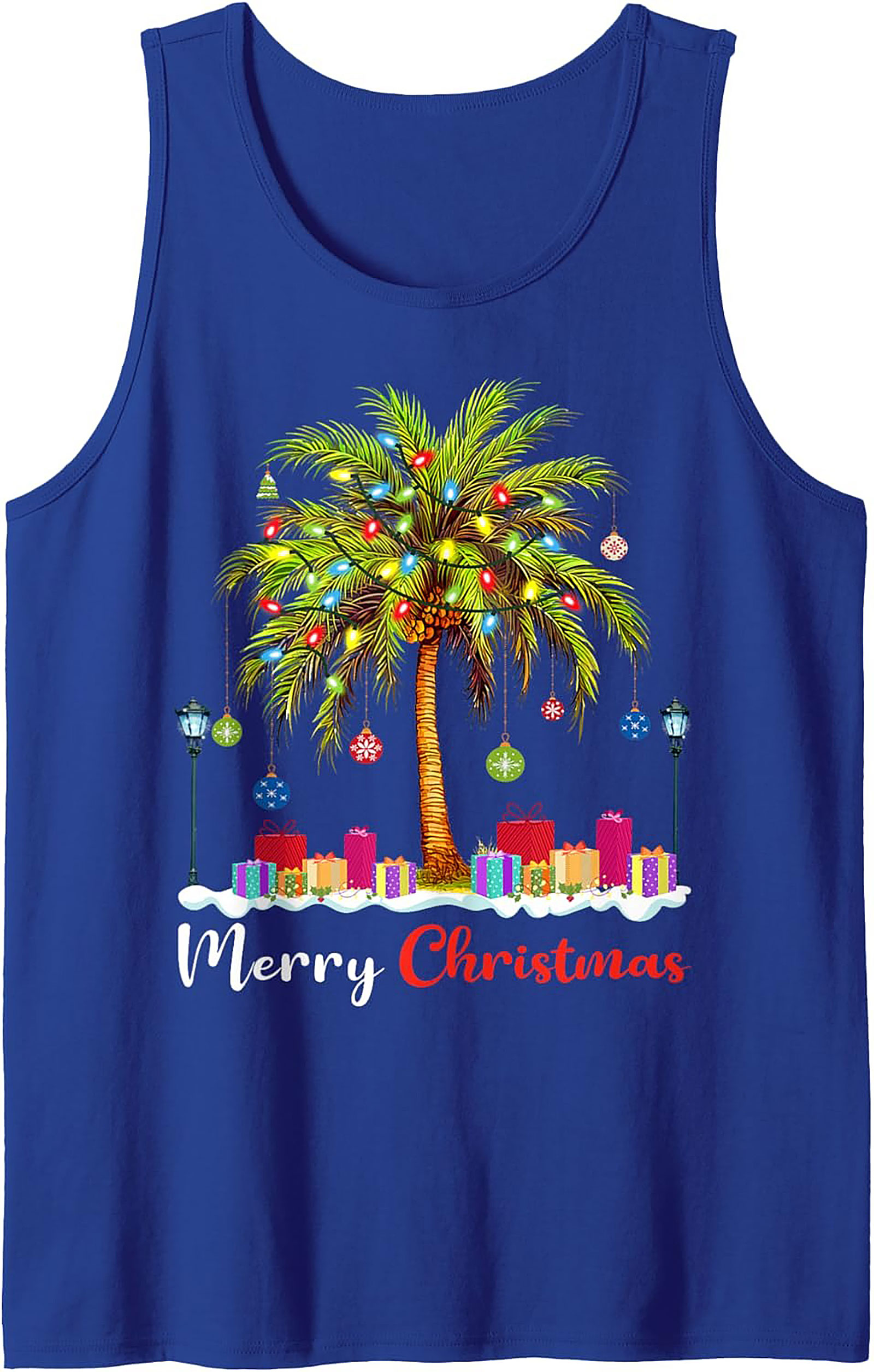 Tropical Christmas Palm Tree Graphic Tank Top Holiday