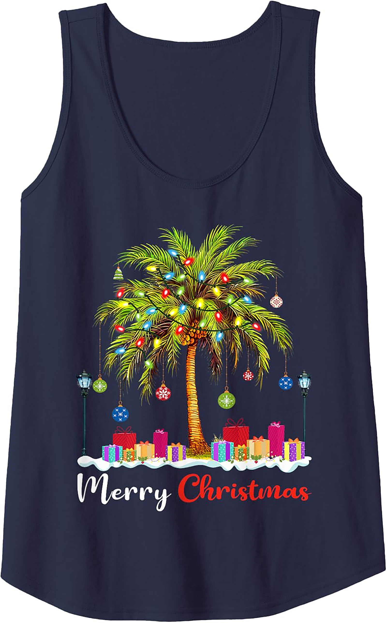 Tropical Christmas Palm Tree Graphic Tank Top Holiday