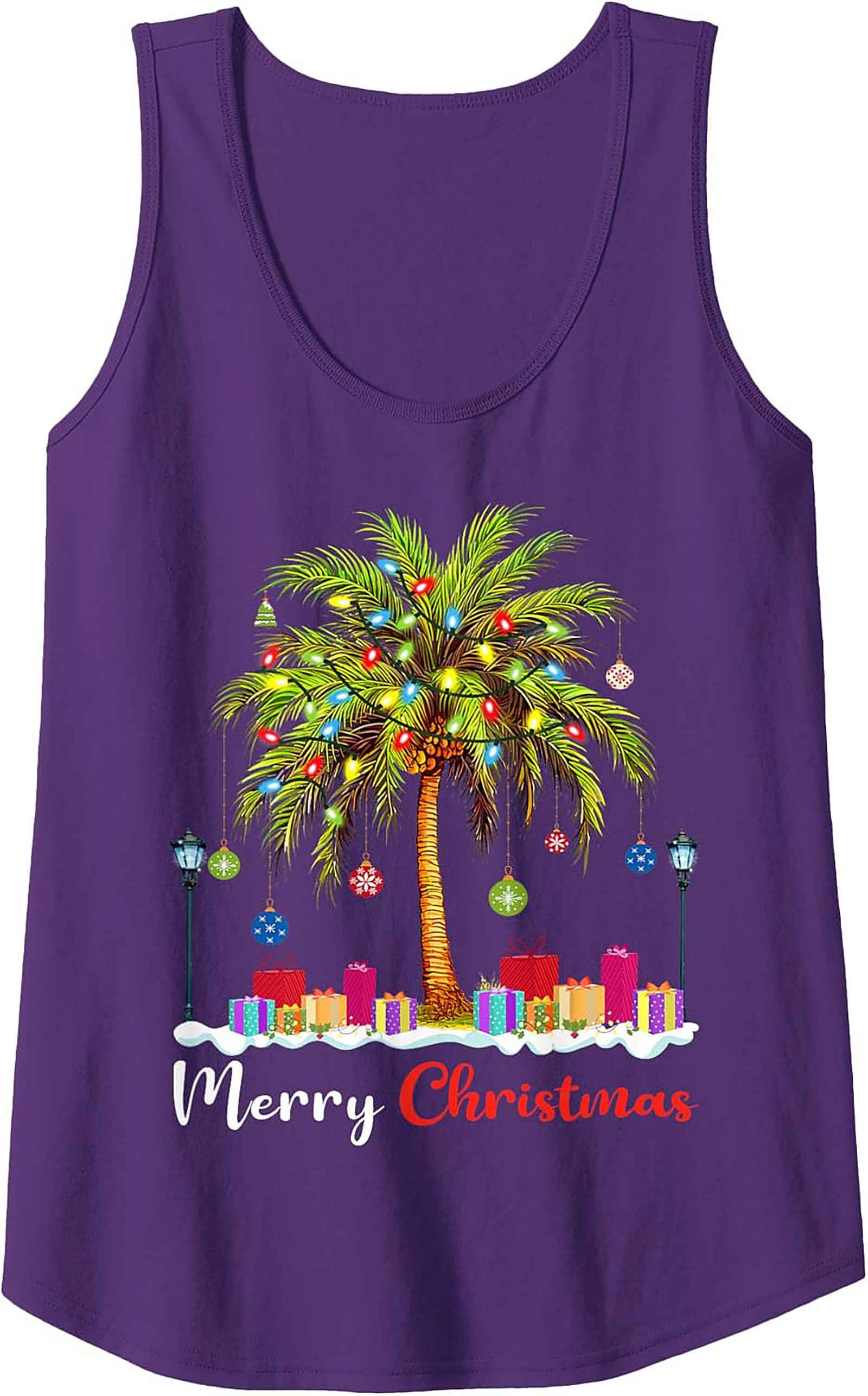 Tropical Christmas Palm Tree Graphic Tank Top Holiday