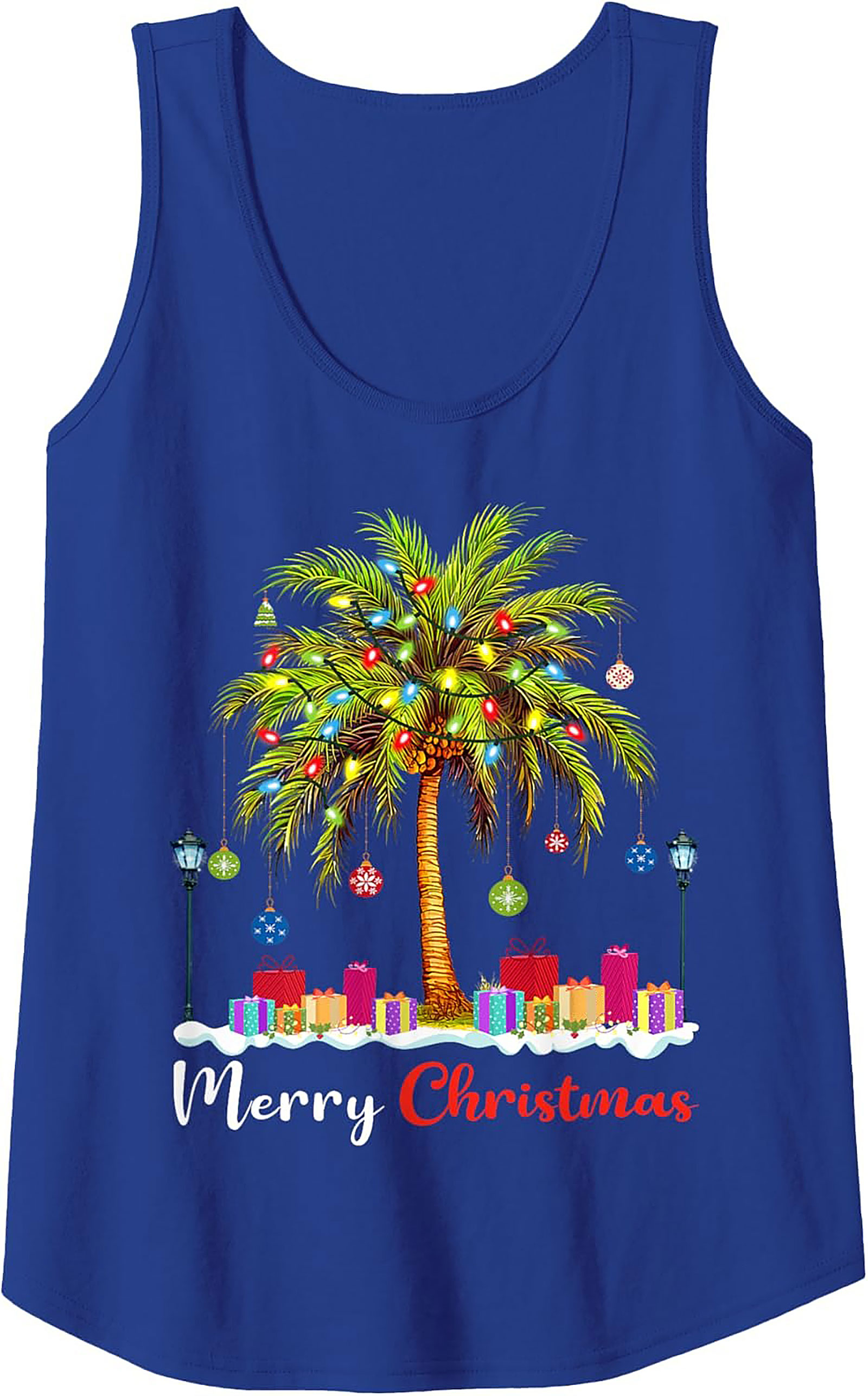 Tropical Christmas Palm Tree Graphic Tank Top Holiday