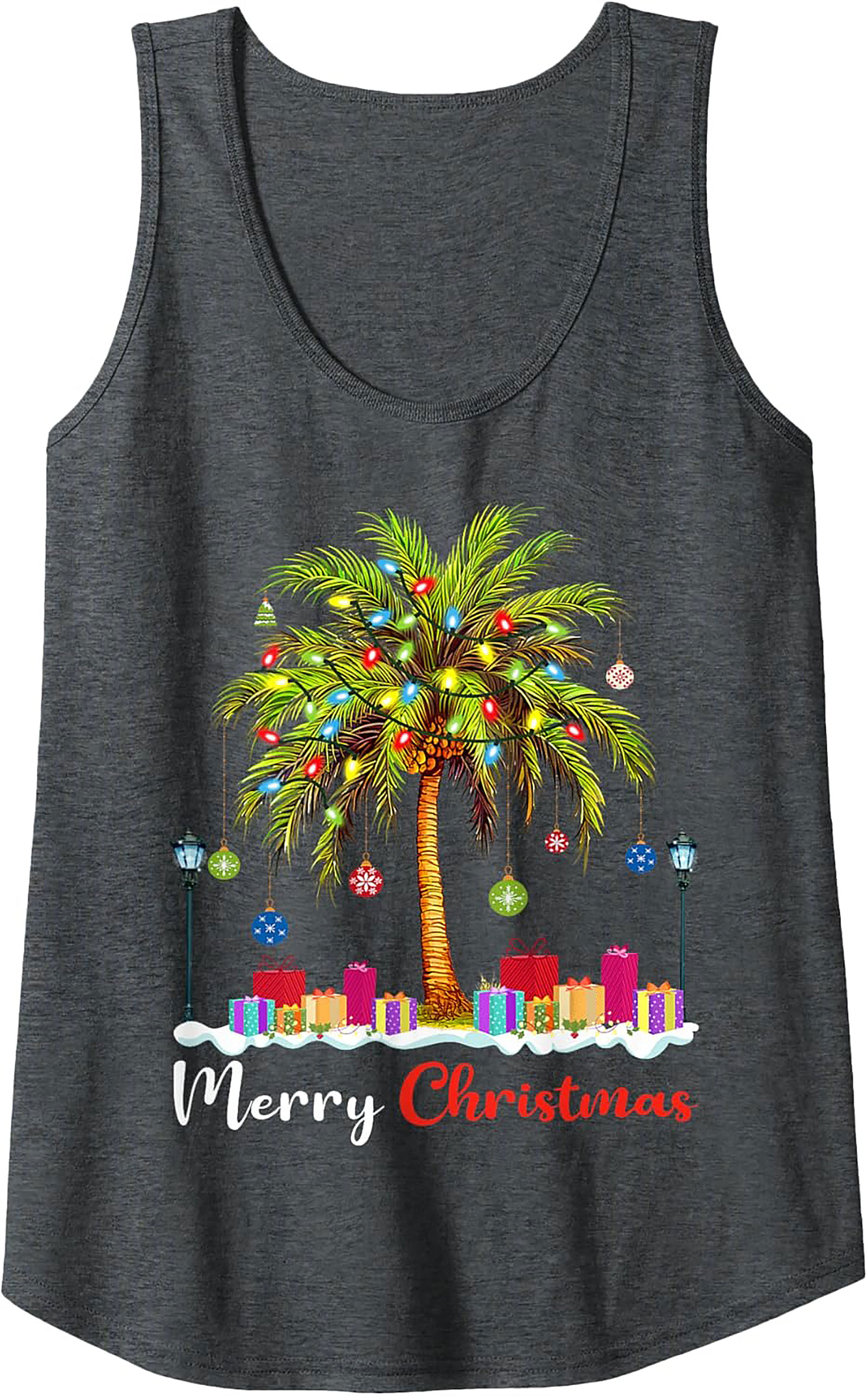Tropical Christmas Palm Tree Graphic Tank Top Holiday