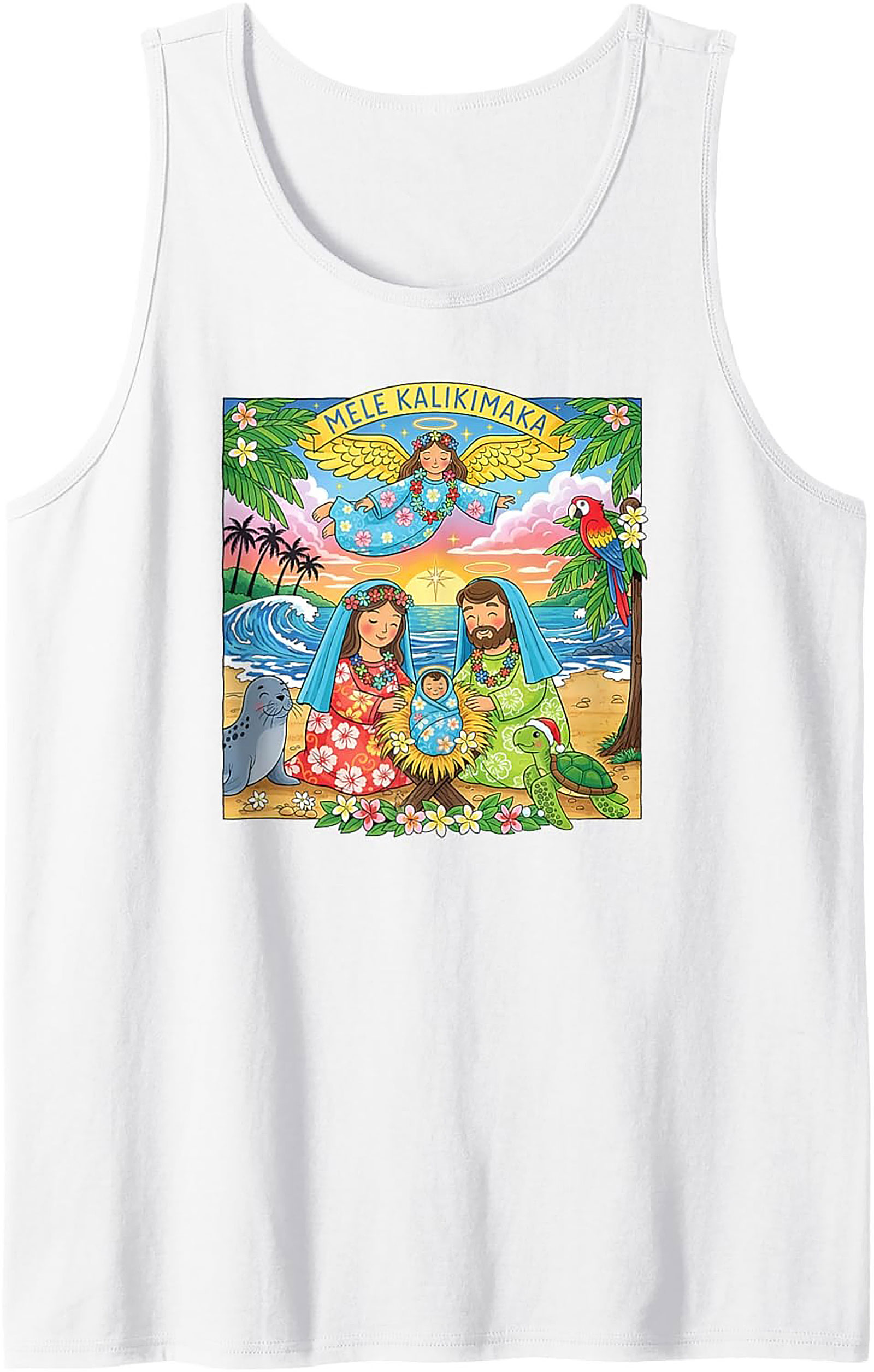 Mele Kalikimaka Tank Top Hawaiian Christmas Sleeveless Shirt