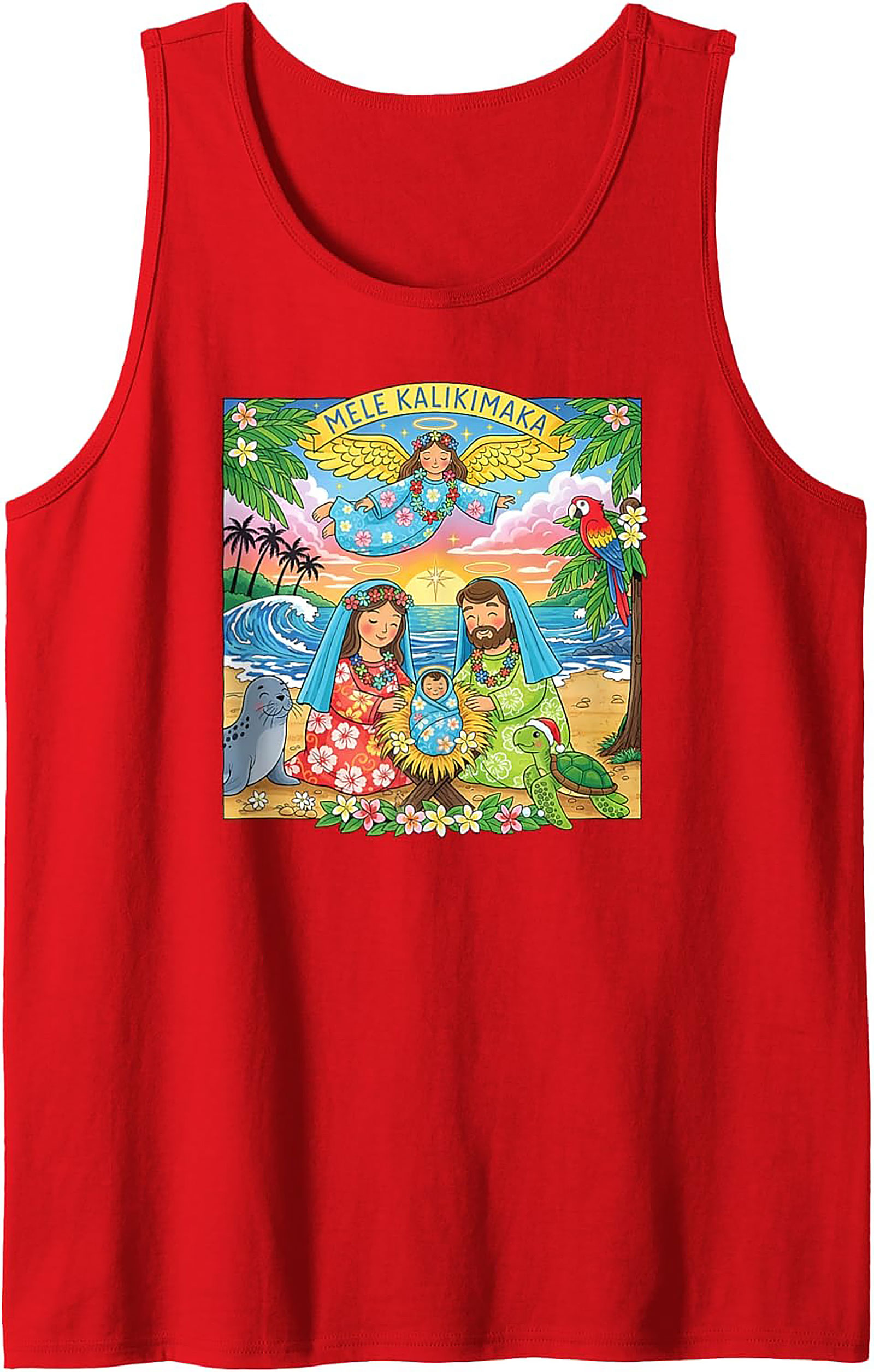 Mele Kalikimaka Tank Top Hawaiian Christmas Sleeveless Shirt