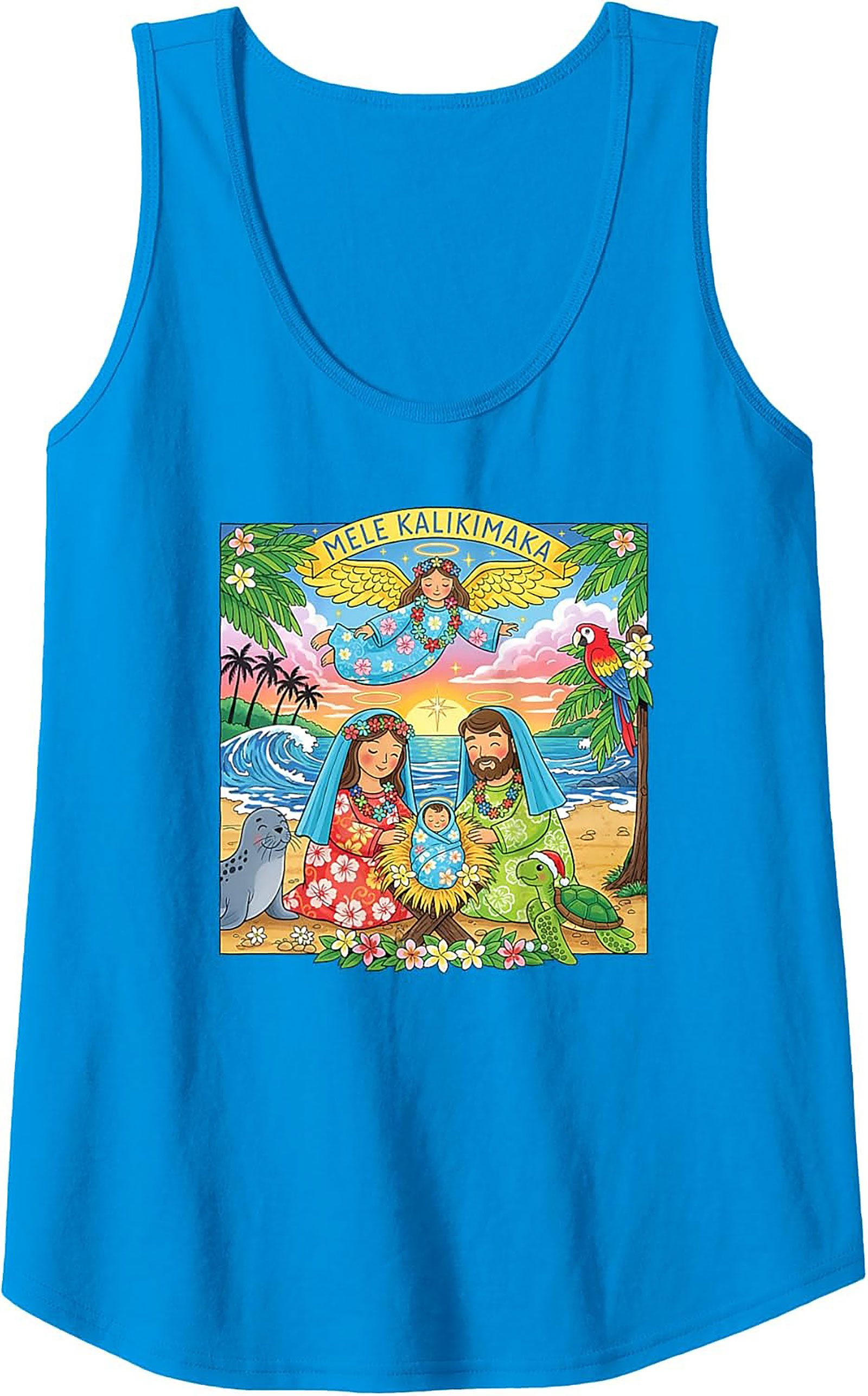 Mele Kalikimaka Tank Top Hawaiian Christmas Sleeveless Shirt