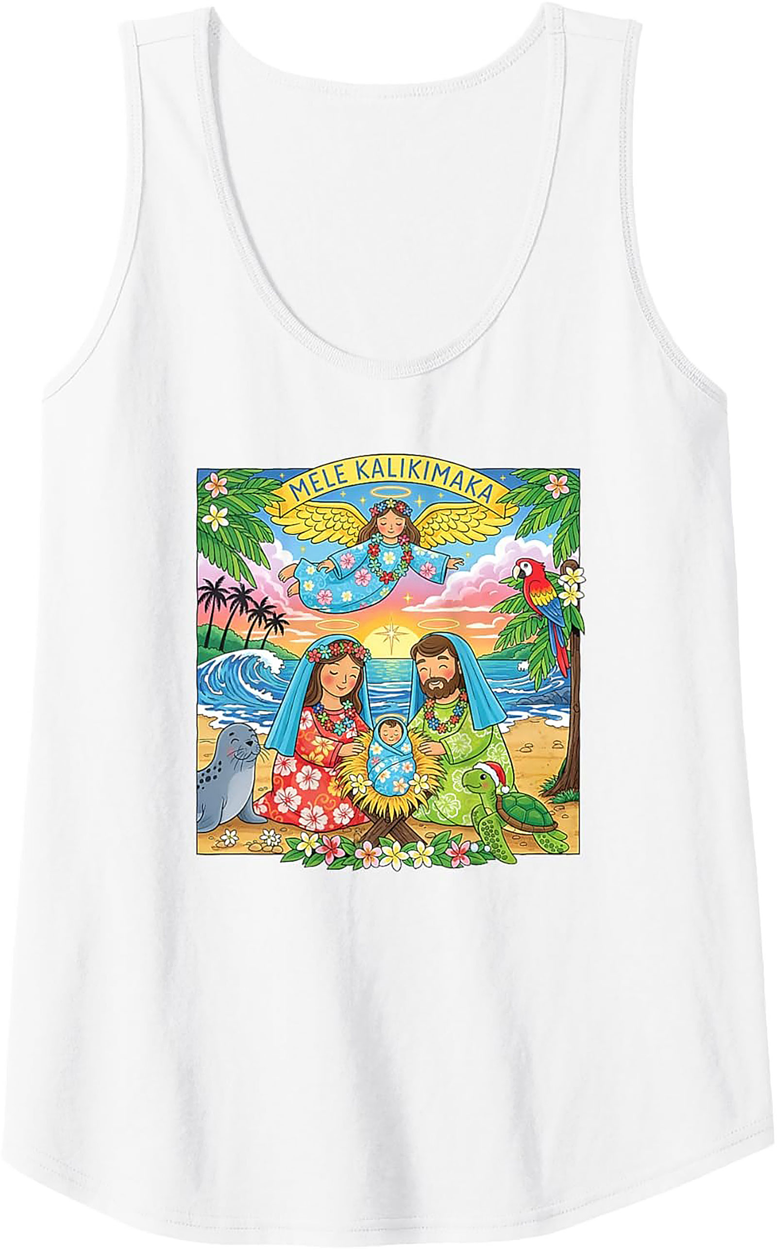 Mele Kalikimaka Tank Top Hawaiian Christmas Sleeveless Shirt