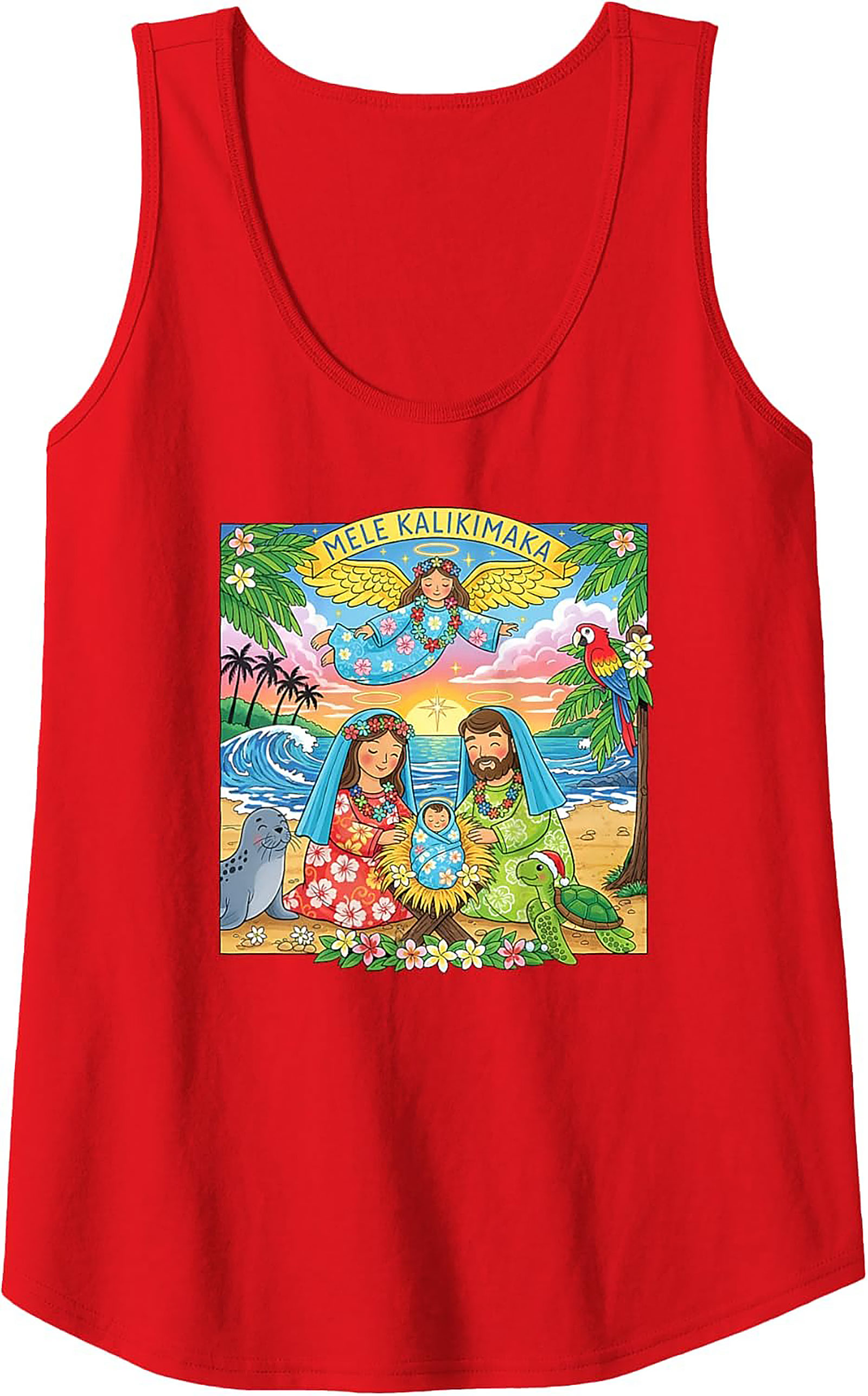 Mele Kalikimaka Tank Top Hawaiian Christmas Sleeveless Shirt