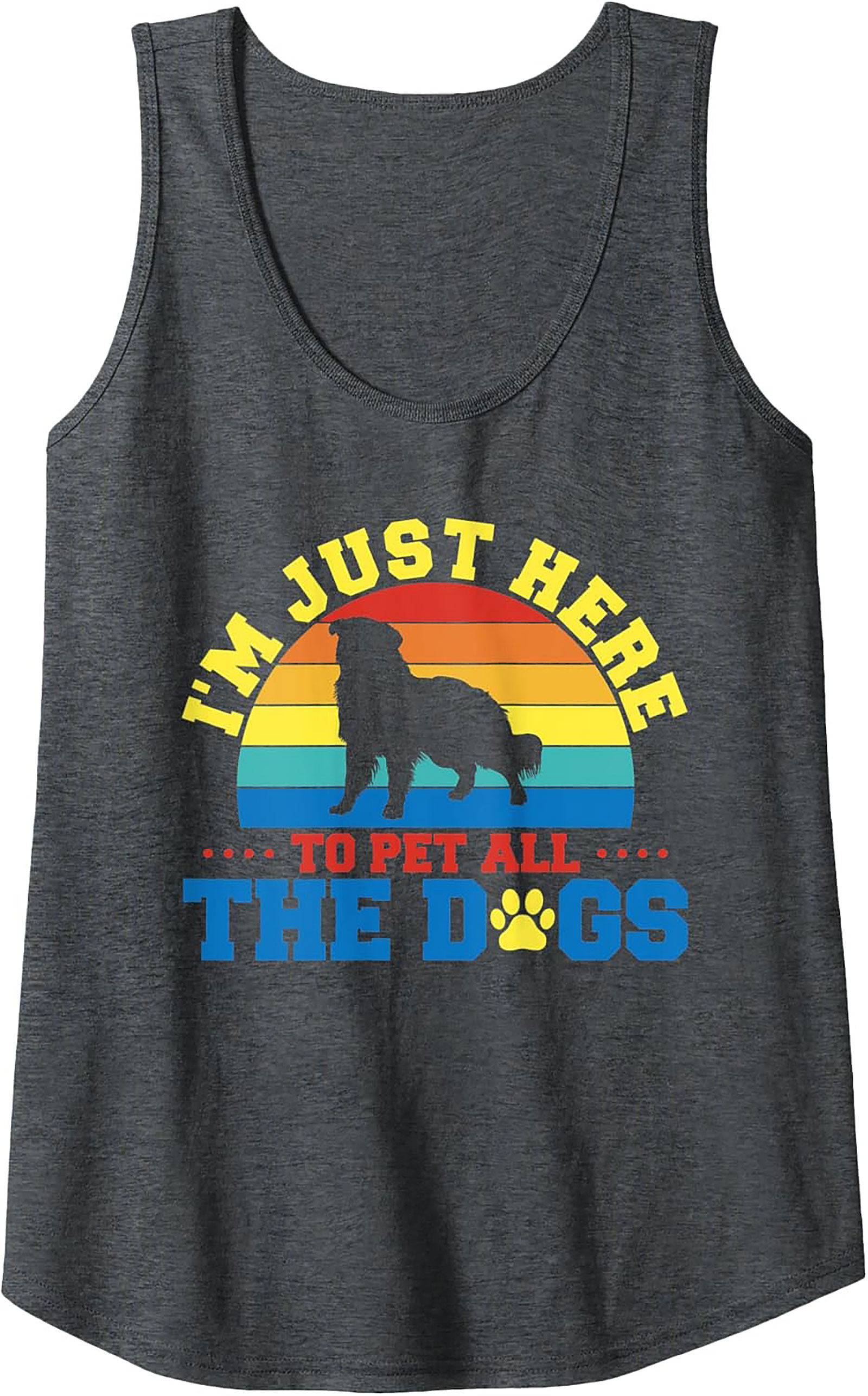 I'm Just Here To Pet All The Dogs Graphic Tank Top | Retro Sunset Dog Lover Sleeveless Shirt