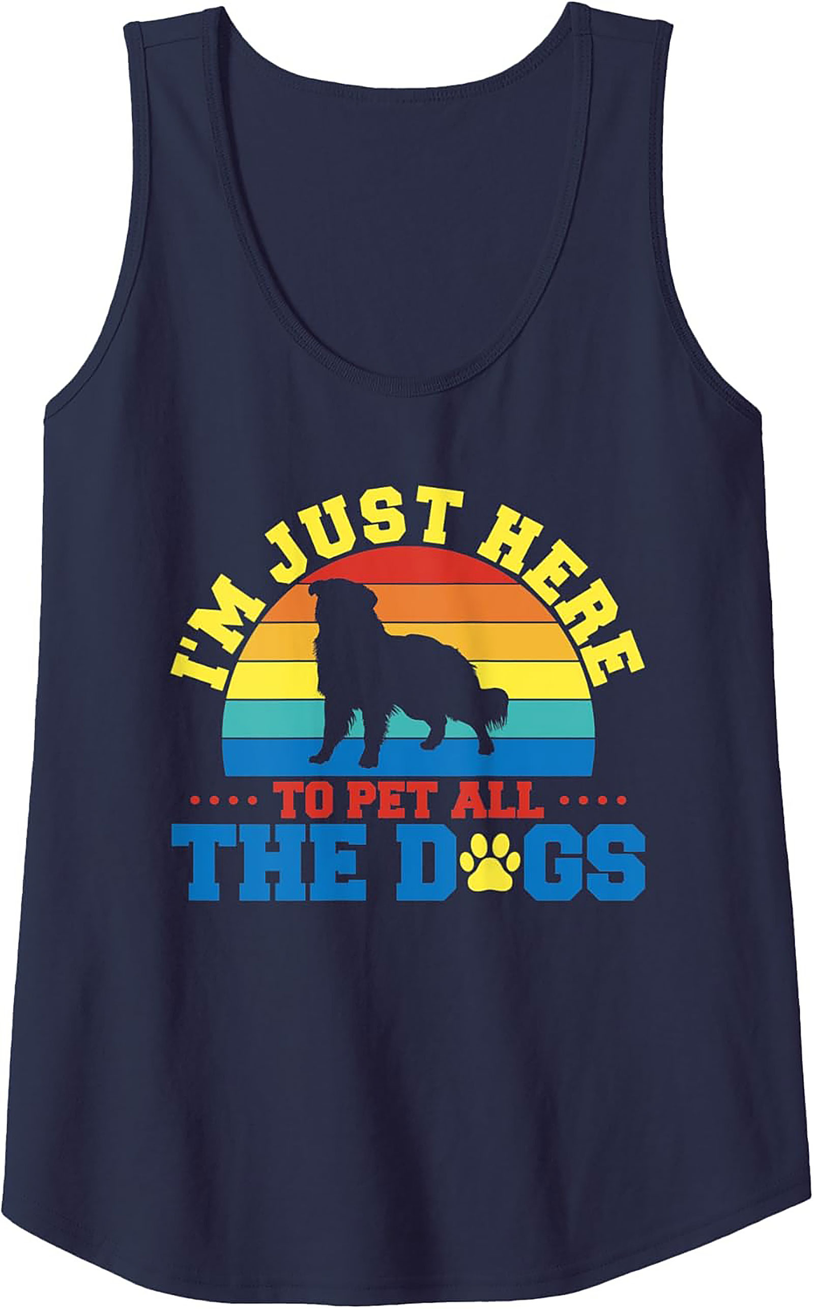 I'm Just Here To Pet All The Dogs Graphic Tank Top | Retro Sunset Dog Lover Sleeveless Shirt
