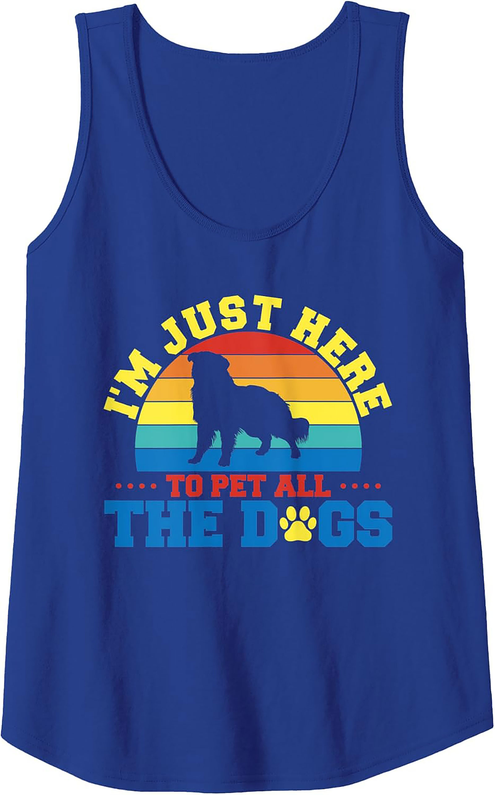 I'm Just Here To Pet All The Dogs Graphic Tank Top | Retro Sunset Dog Lover Sleeveless Shirt