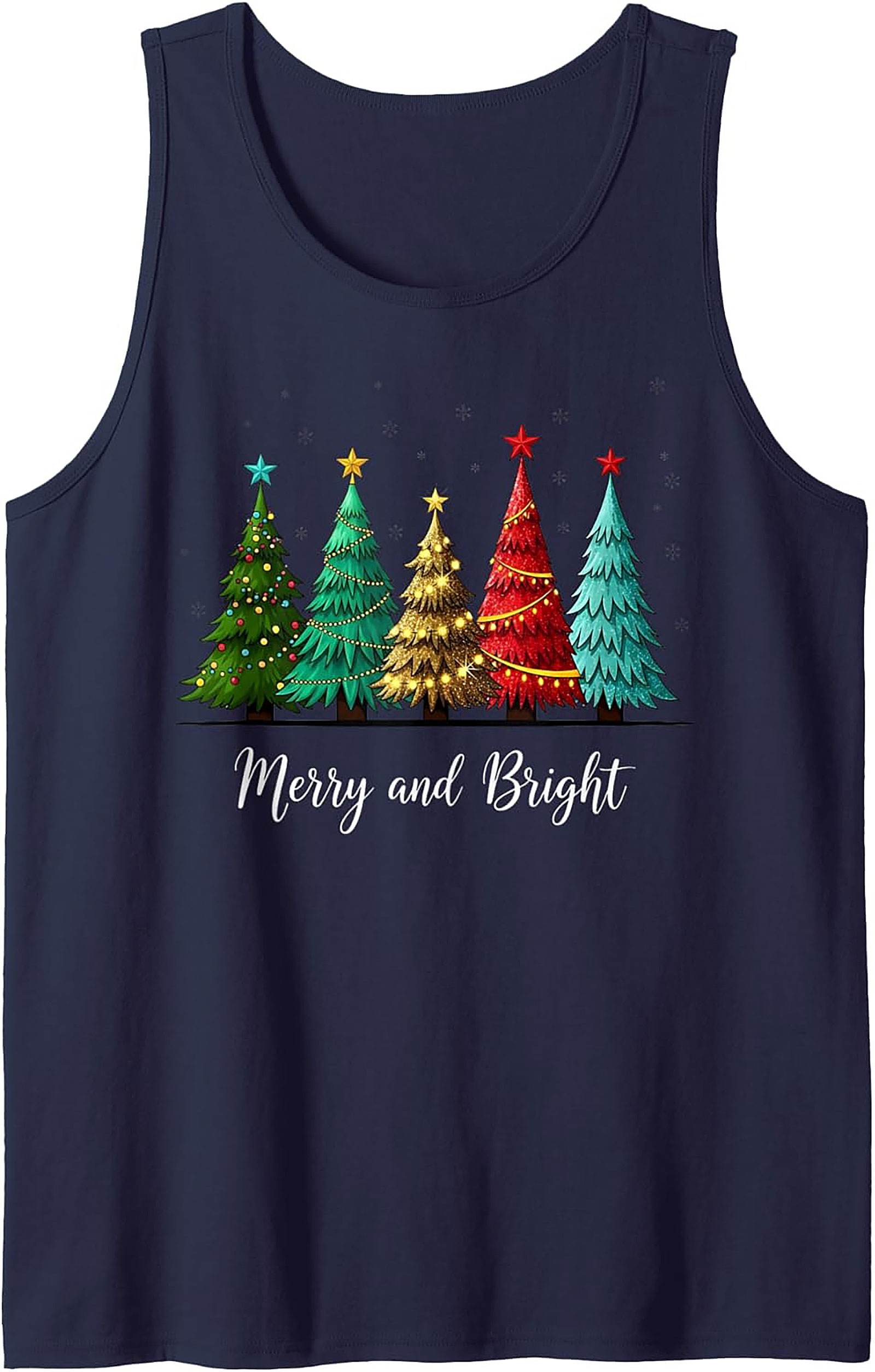 Merry & Bright Christmas Tank Top Festive Sleeveless Shirt