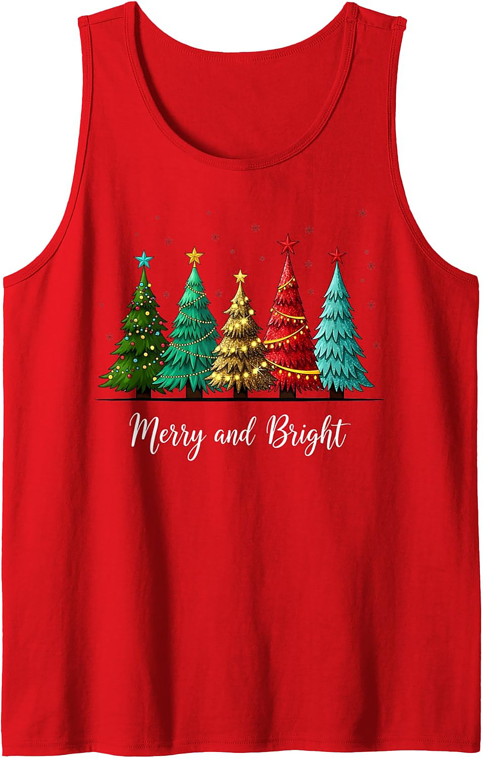 Merry & Bright Christmas Tank Top Festive Sleeveless Shirt