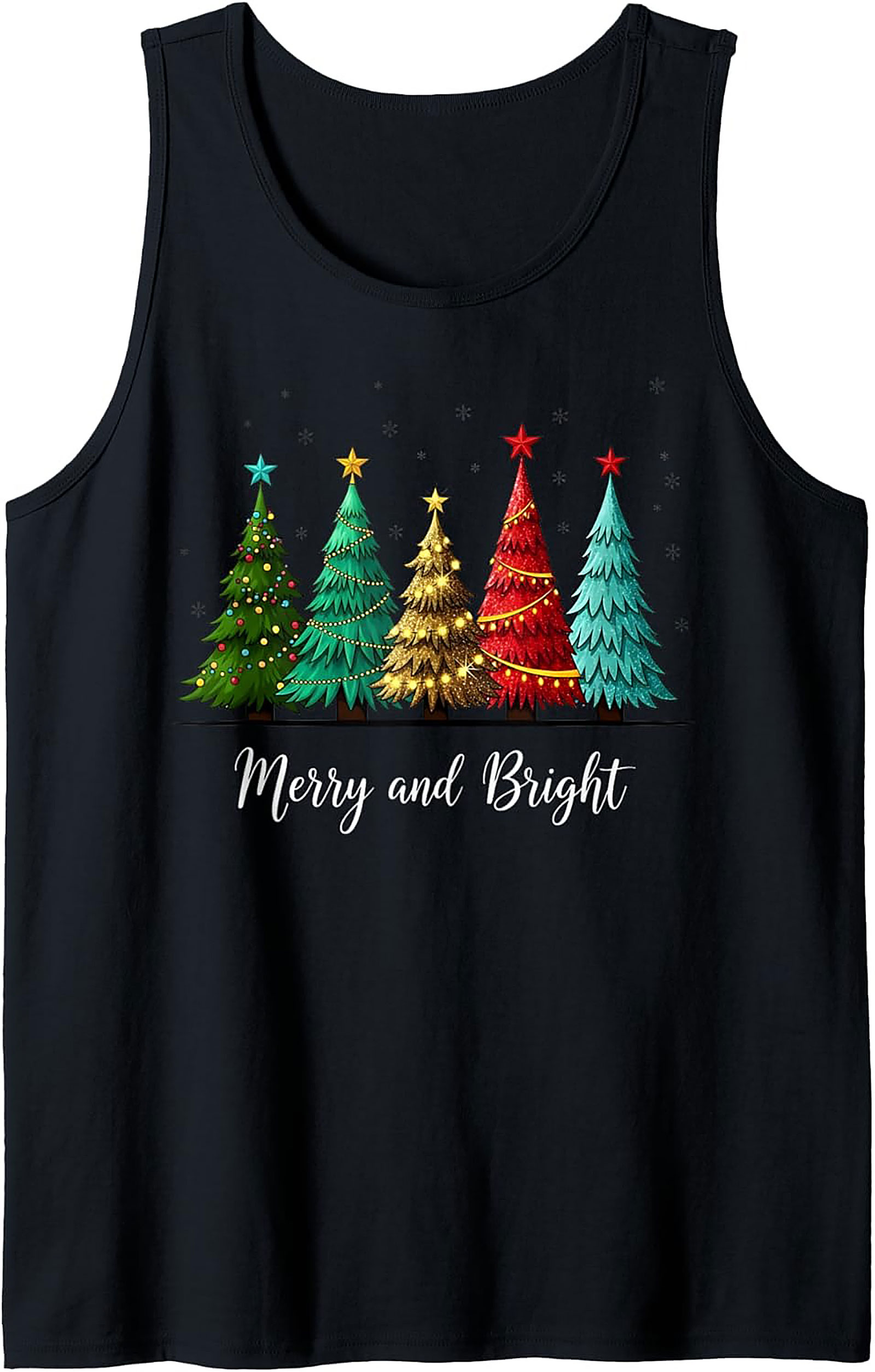 Merry & Bright Christmas Tank Top Festive Sleeveless Shirt