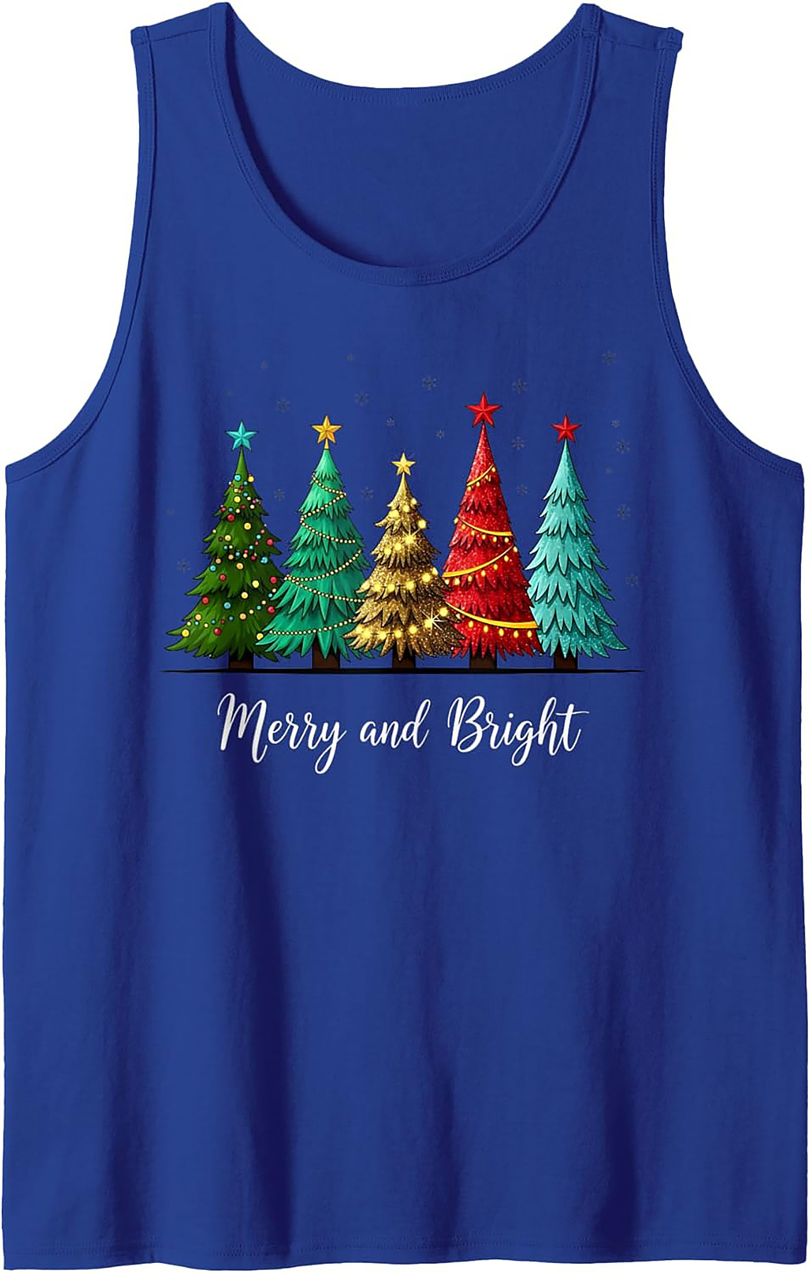 Merry & Bright Christmas Tank Top Festive Sleeveless Shirt