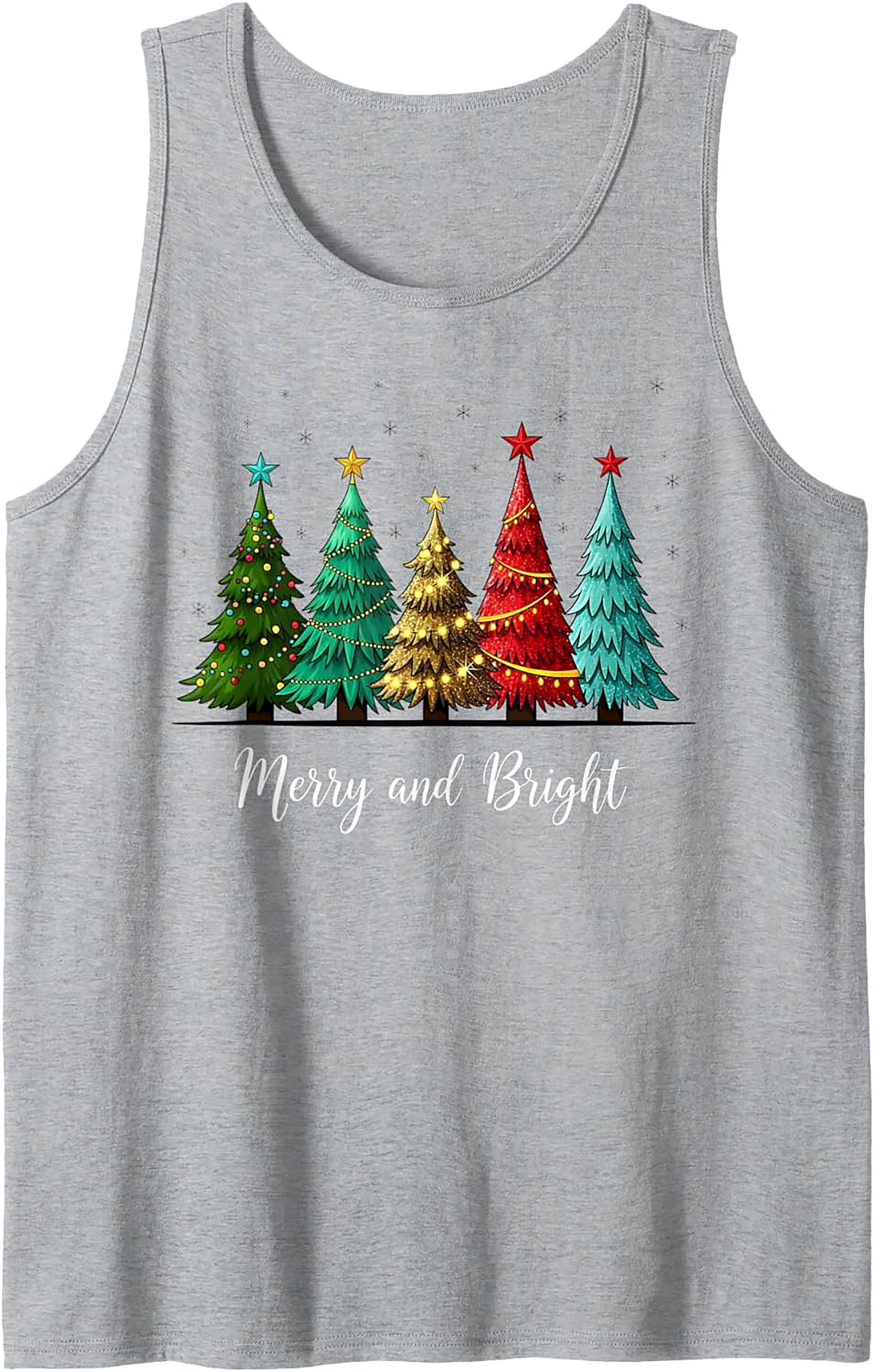 Merry & Bright Christmas Tank Top Festive Sleeveless Shirt