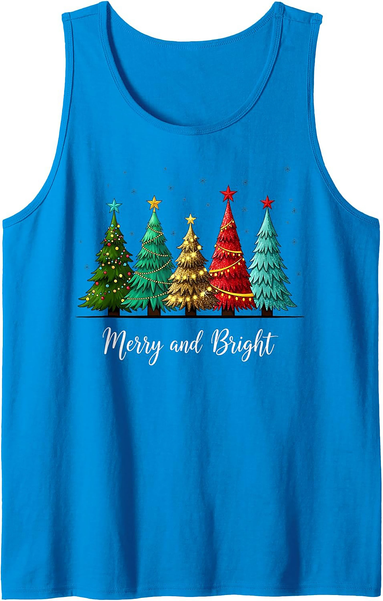 Merry & Bright Christmas Tank Top Festive Sleeveless Shirt