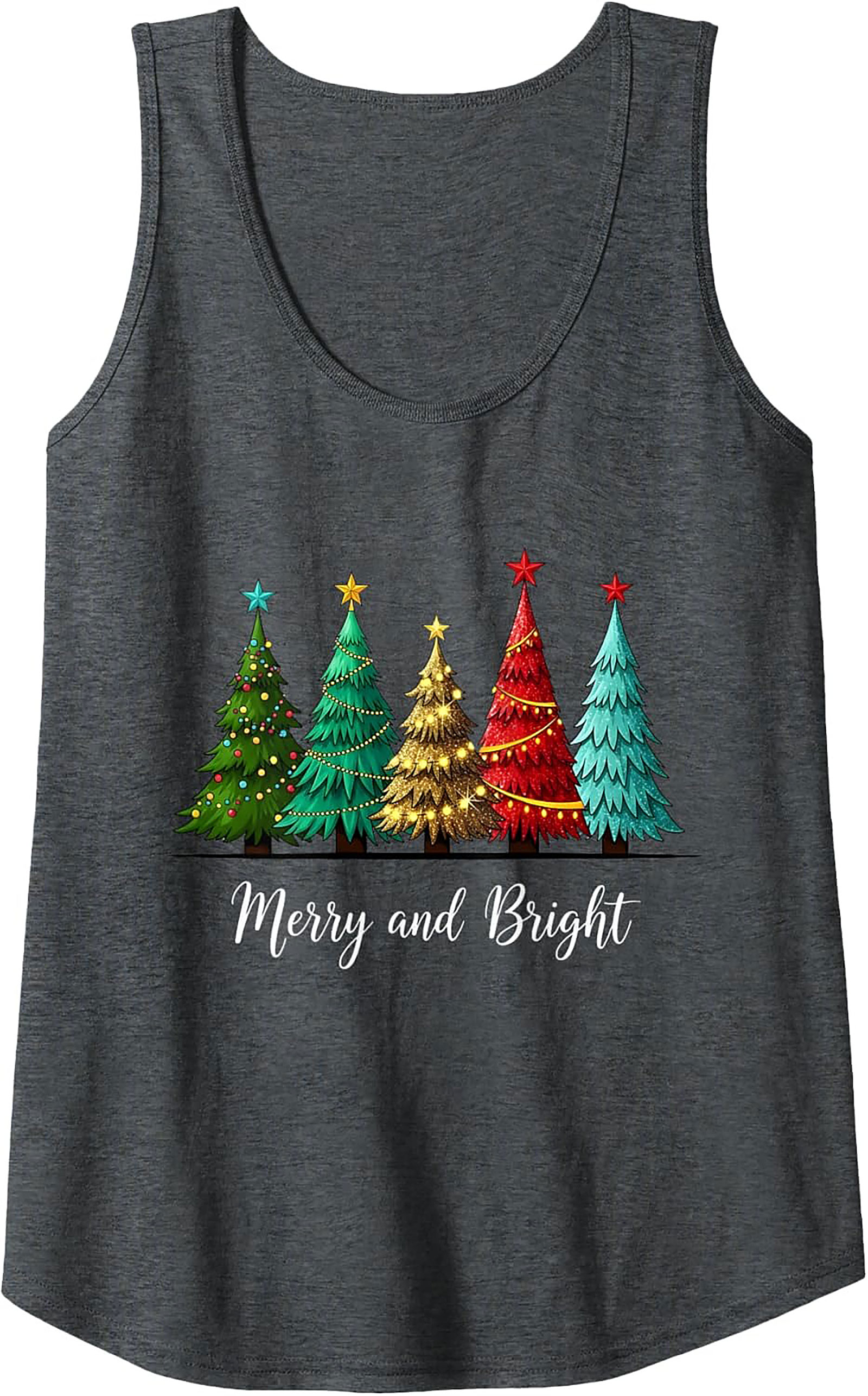 Merry & Bright Christmas Tank Top Festive Sleeveless Shirt