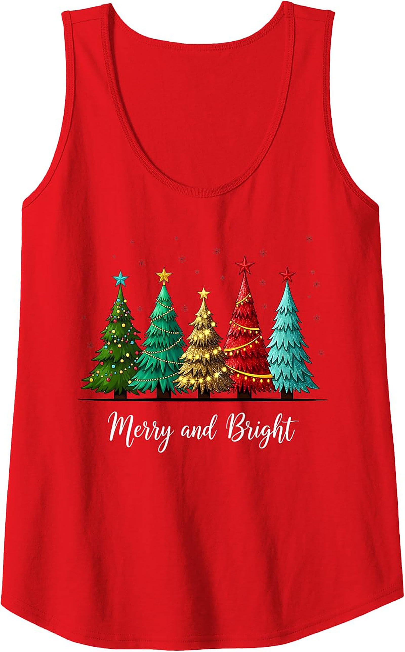 Merry & Bright Christmas Tank Top Festive Sleeveless Shirt