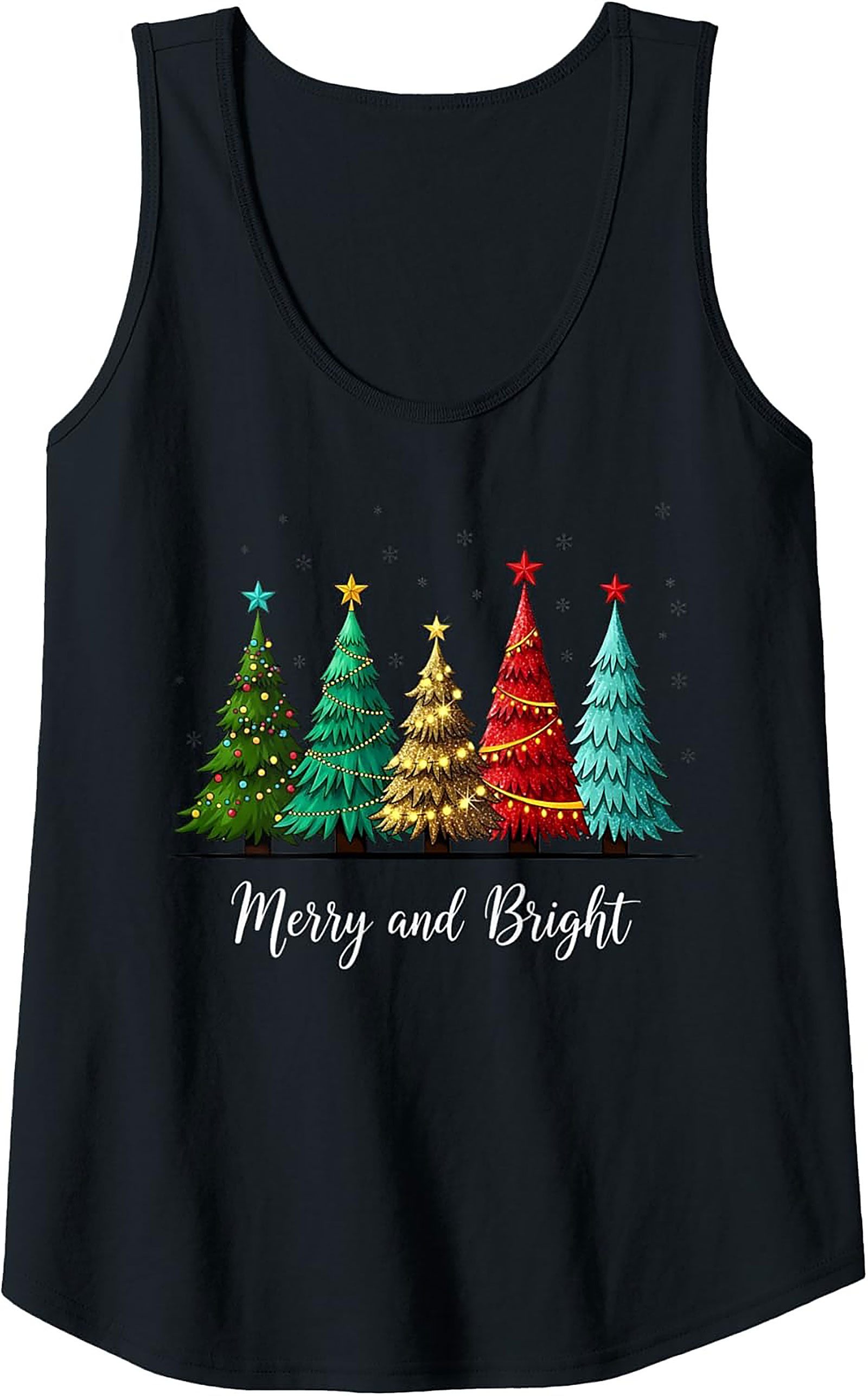 Merry & Bright Christmas Tank Top Festive Sleeveless Shirt