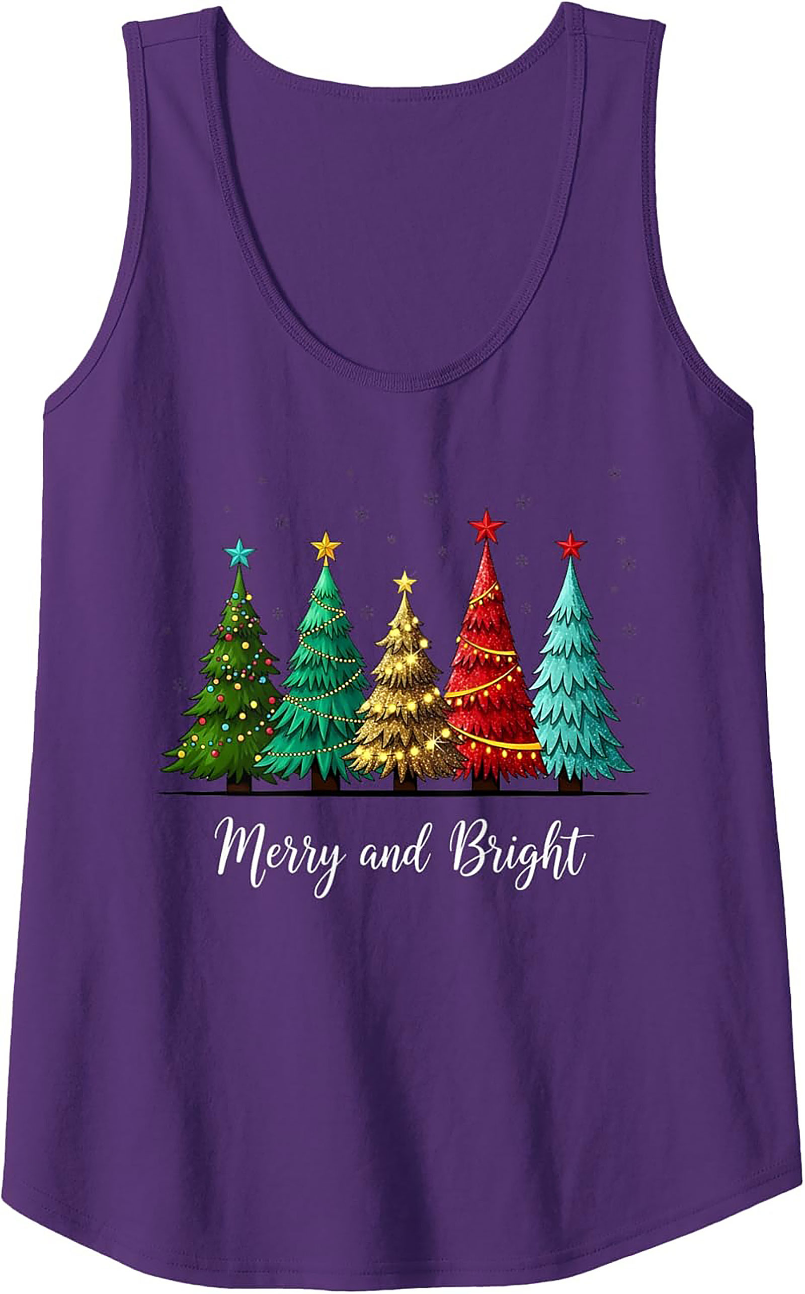 Merry & Bright Christmas Tank Top Festive Sleeveless Shirt