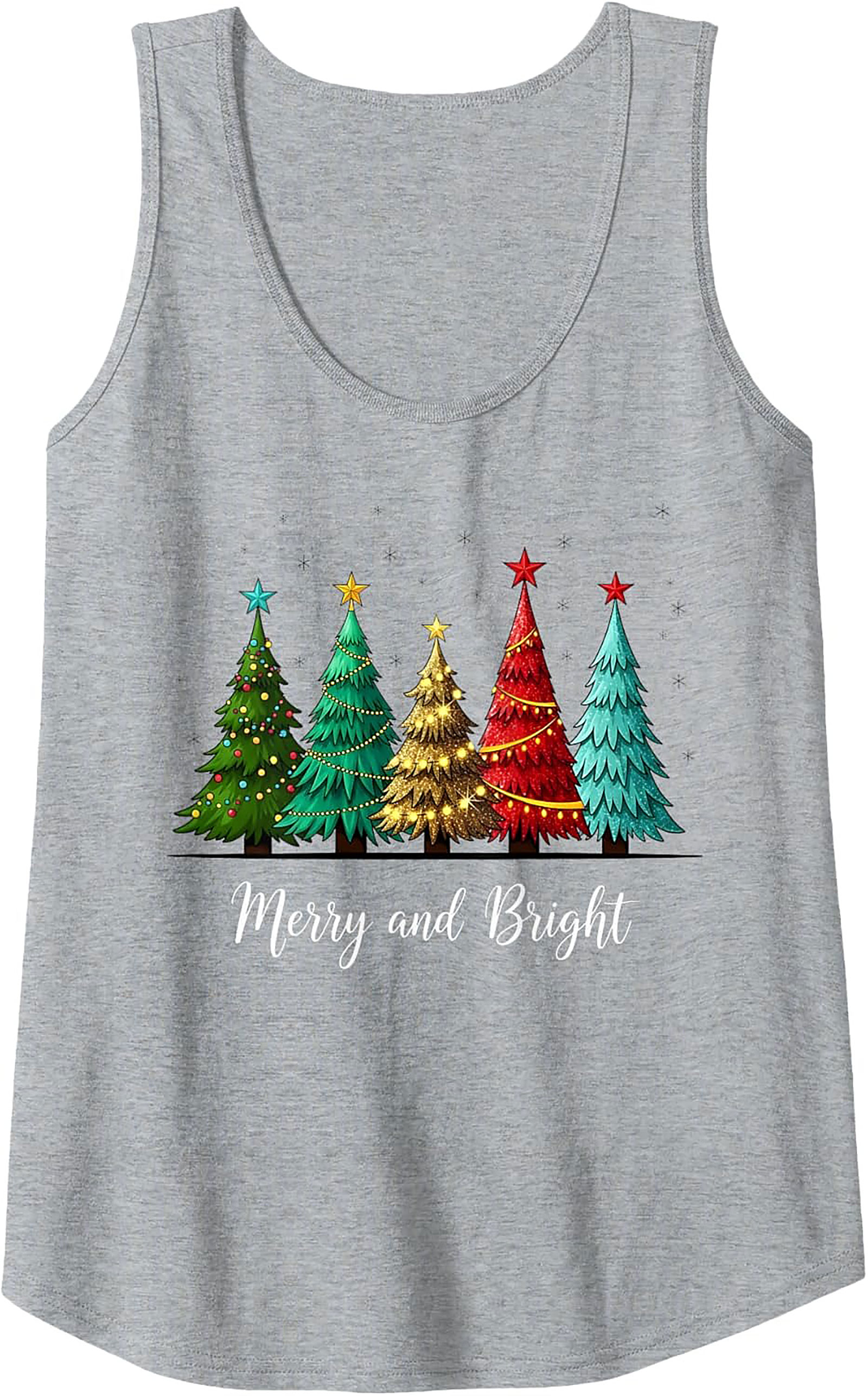 Merry & Bright Christmas Tank Top Festive Sleeveless Shirt