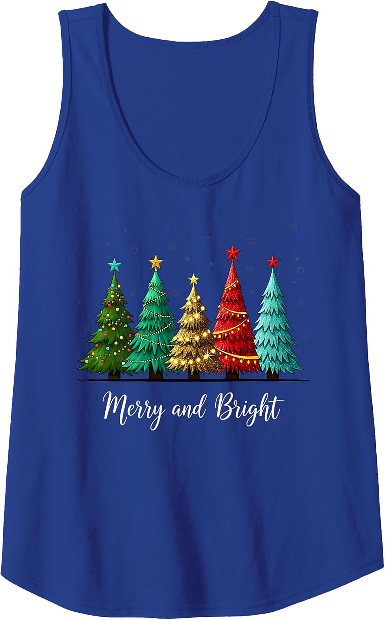 Merry & Bright Christmas Tank Top Festive Sleeveless Shirt