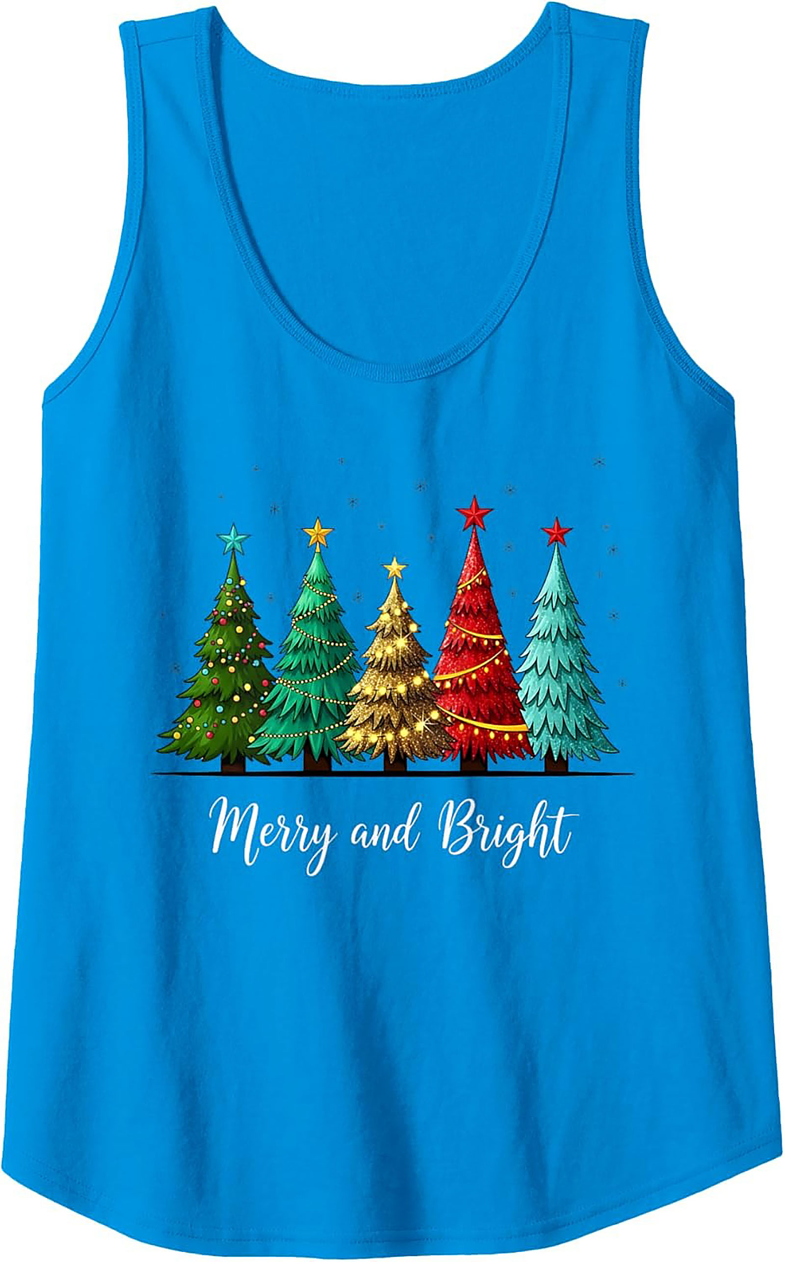 Merry & Bright Christmas Tank Top Festive Sleeveless Shirt