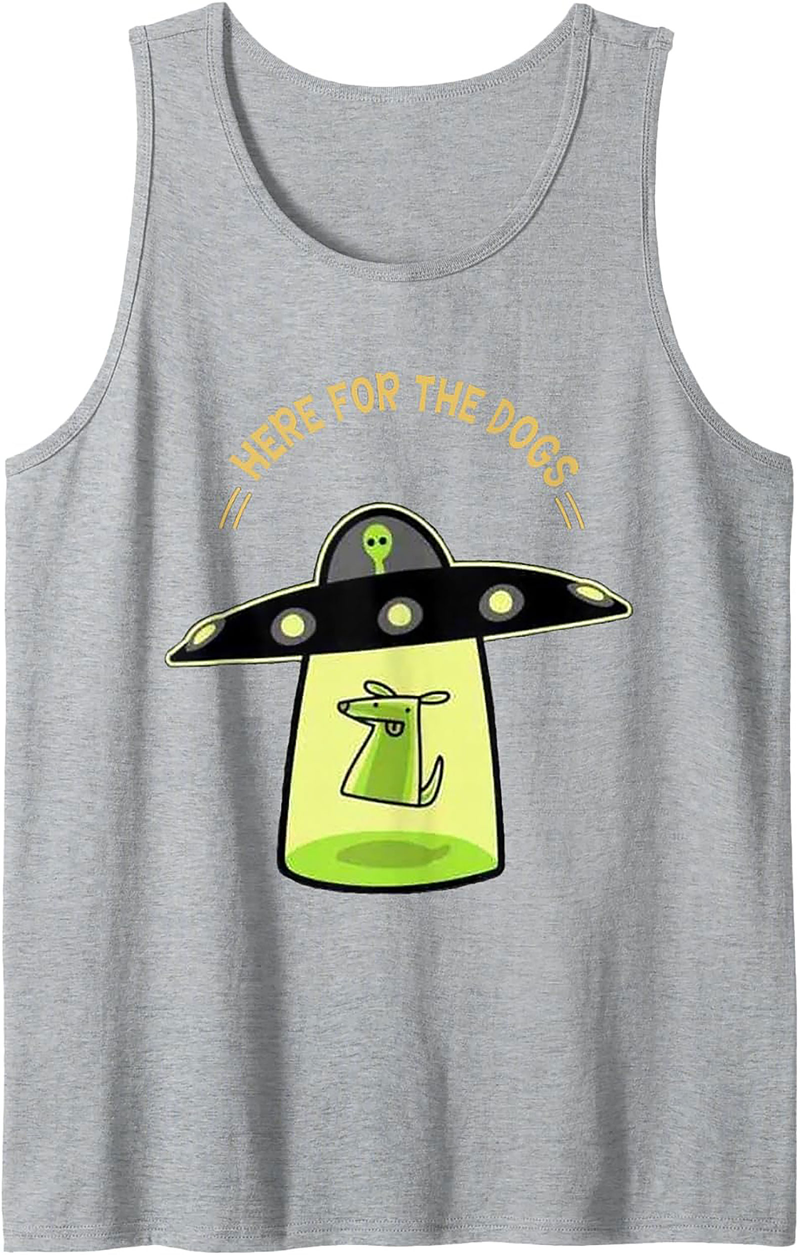 Here For The Dogs UFO Abduction Graphic Tank Top | Unisex Sleeveless Shirt