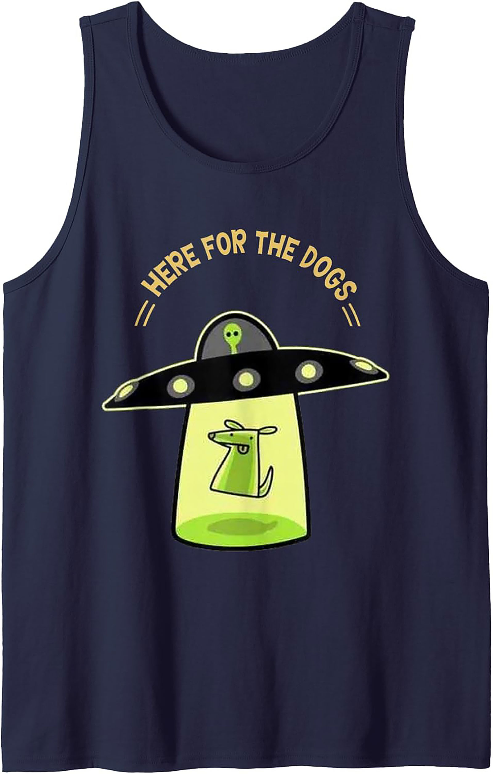 Here For The Dogs UFO Abduction Graphic Tank Top | Unisex Sleeveless Shirt
