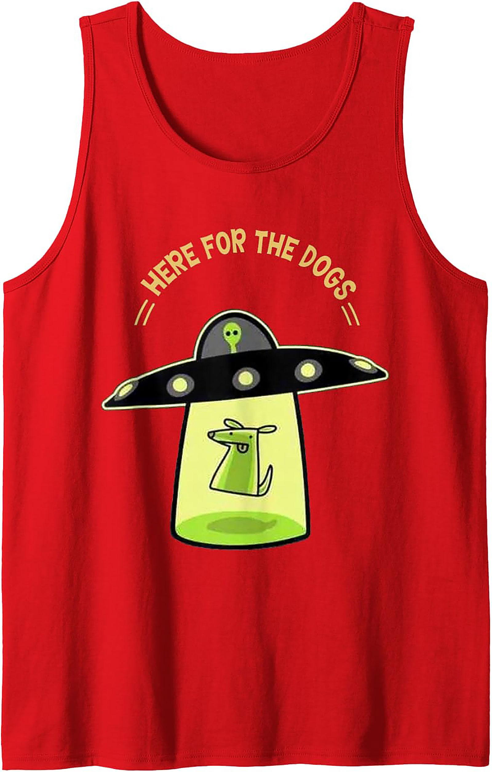 Here For The Dogs UFO Abduction Graphic Tank Top | Unisex Sleeveless Shirt