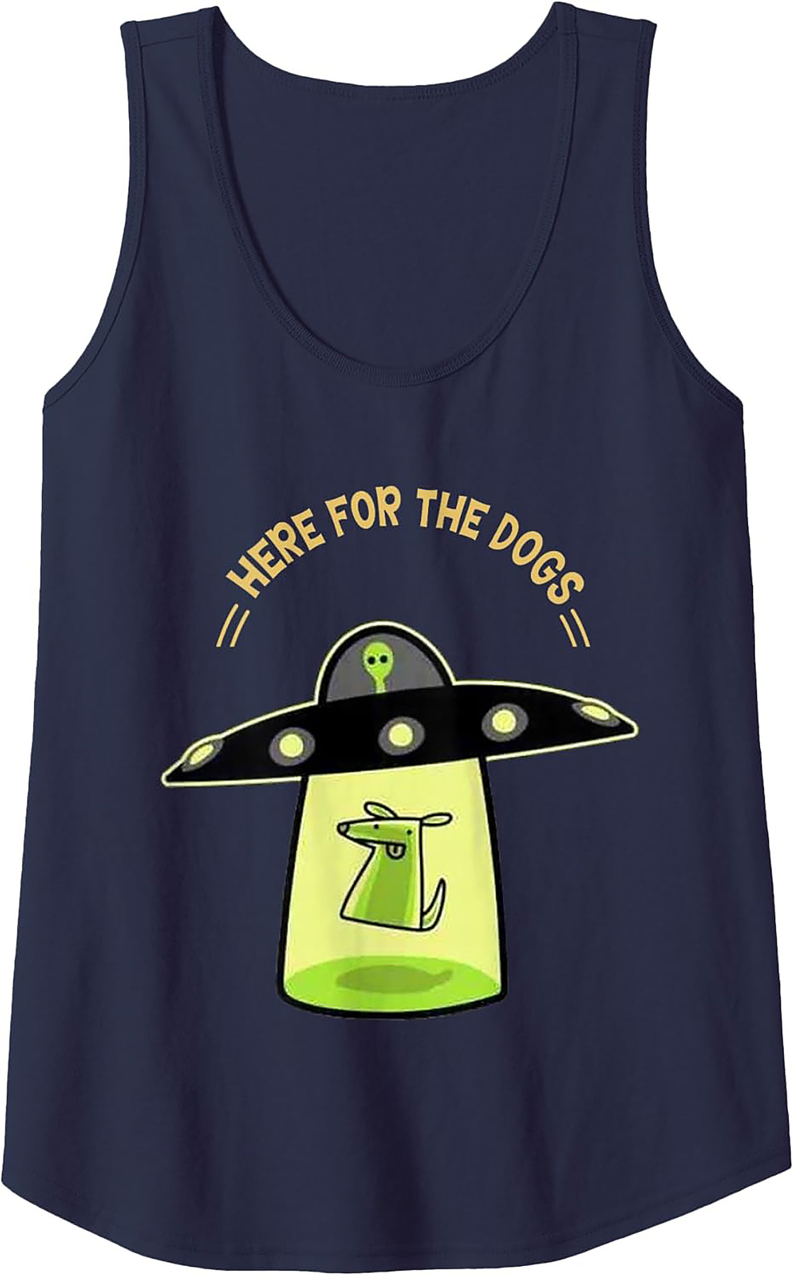 Here For The Dogs UFO Abduction Graphic Tank Top | Unisex Sleeveless Shirt