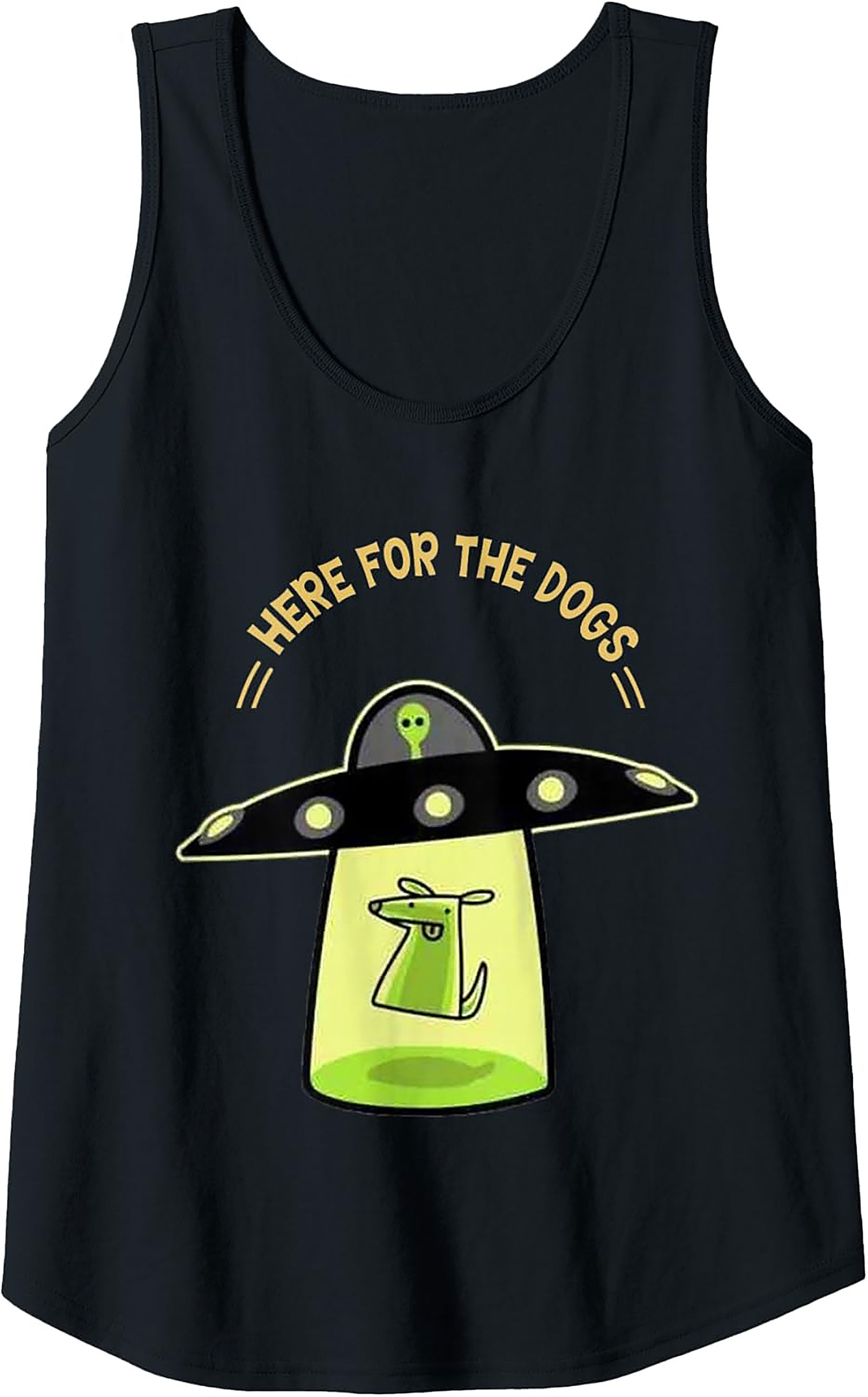 Here For The Dogs UFO Abduction Graphic Tank Top | Unisex Sleeveless Shirt