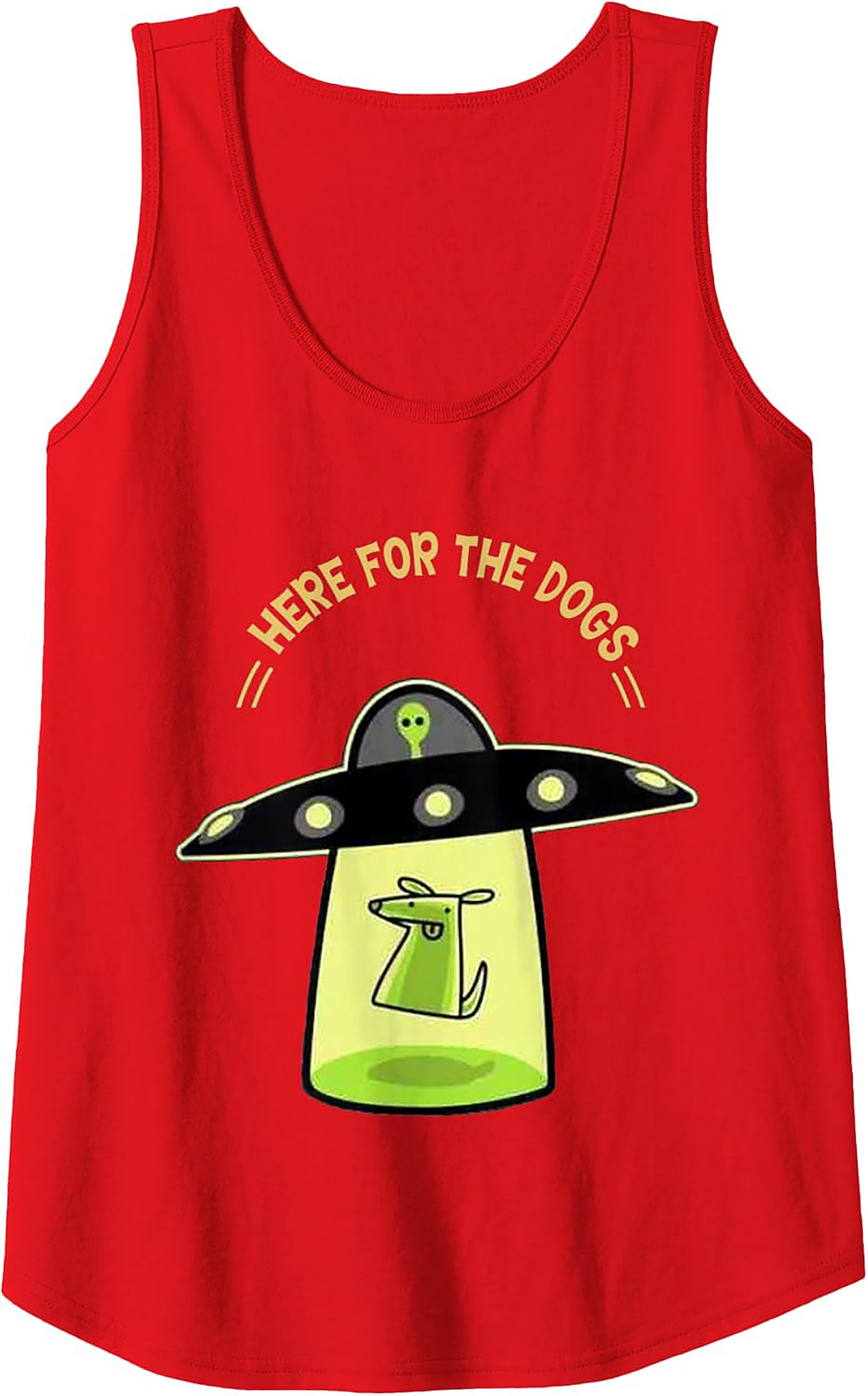 Here For The Dogs UFO Abduction Graphic Tank Top | Unisex Sleeveless Shirt