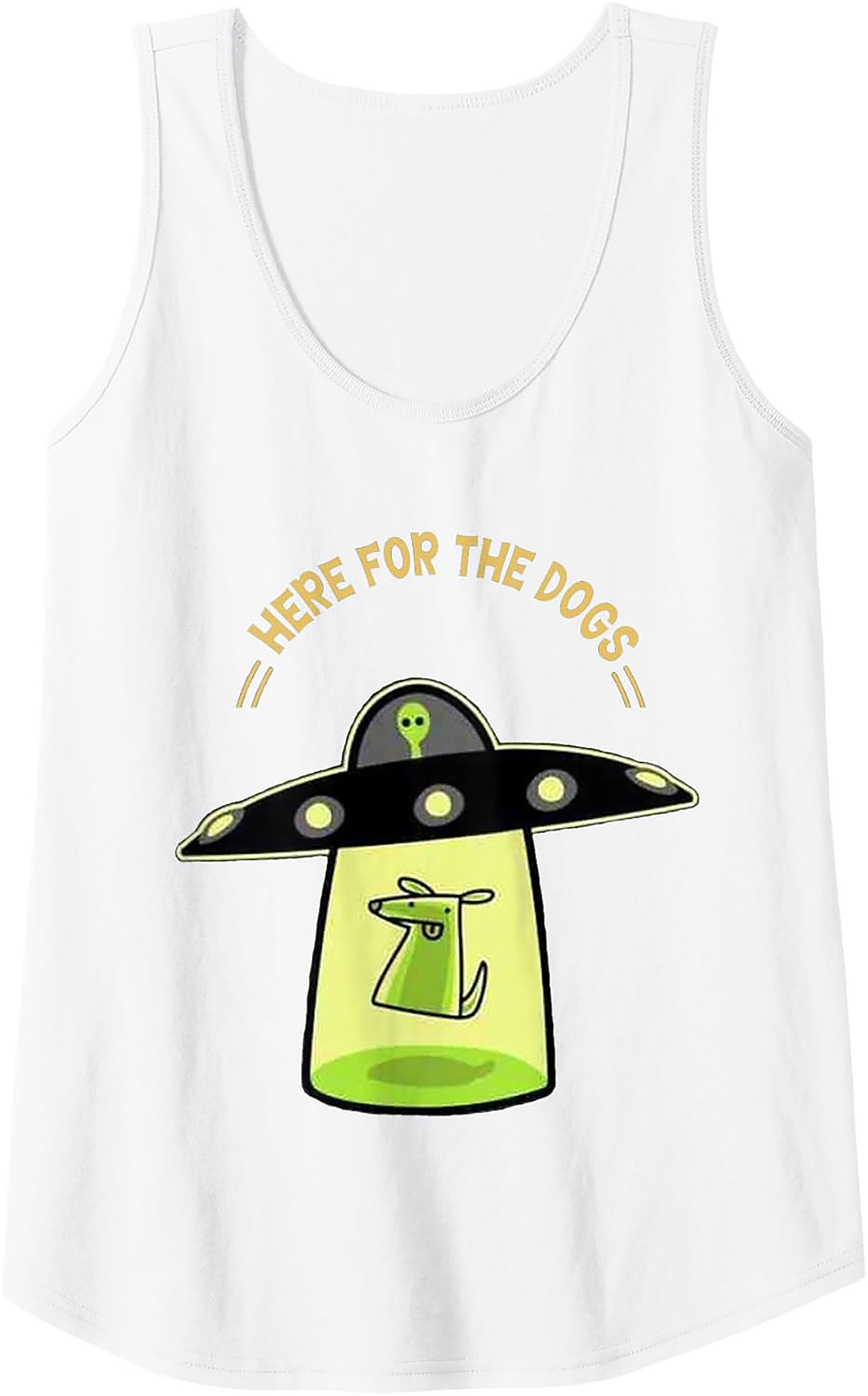 Here For The Dogs UFO Abduction Graphic Tank Top | Unisex Sleeveless Shirt