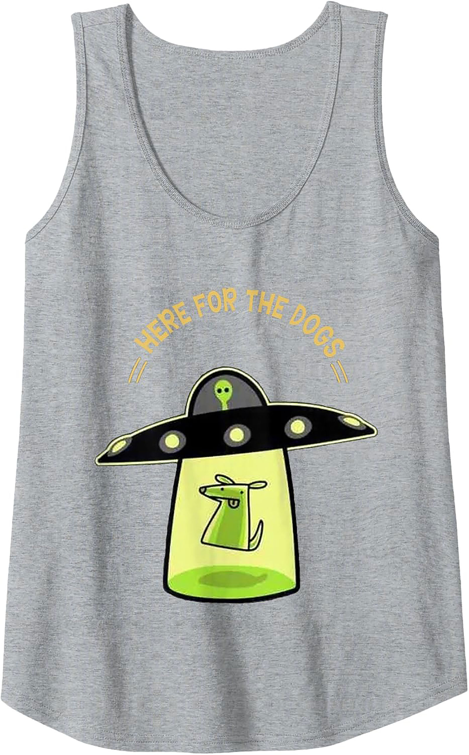 Here For The Dogs UFO Abduction Graphic Tank Top | Unisex Sleeveless Shirt