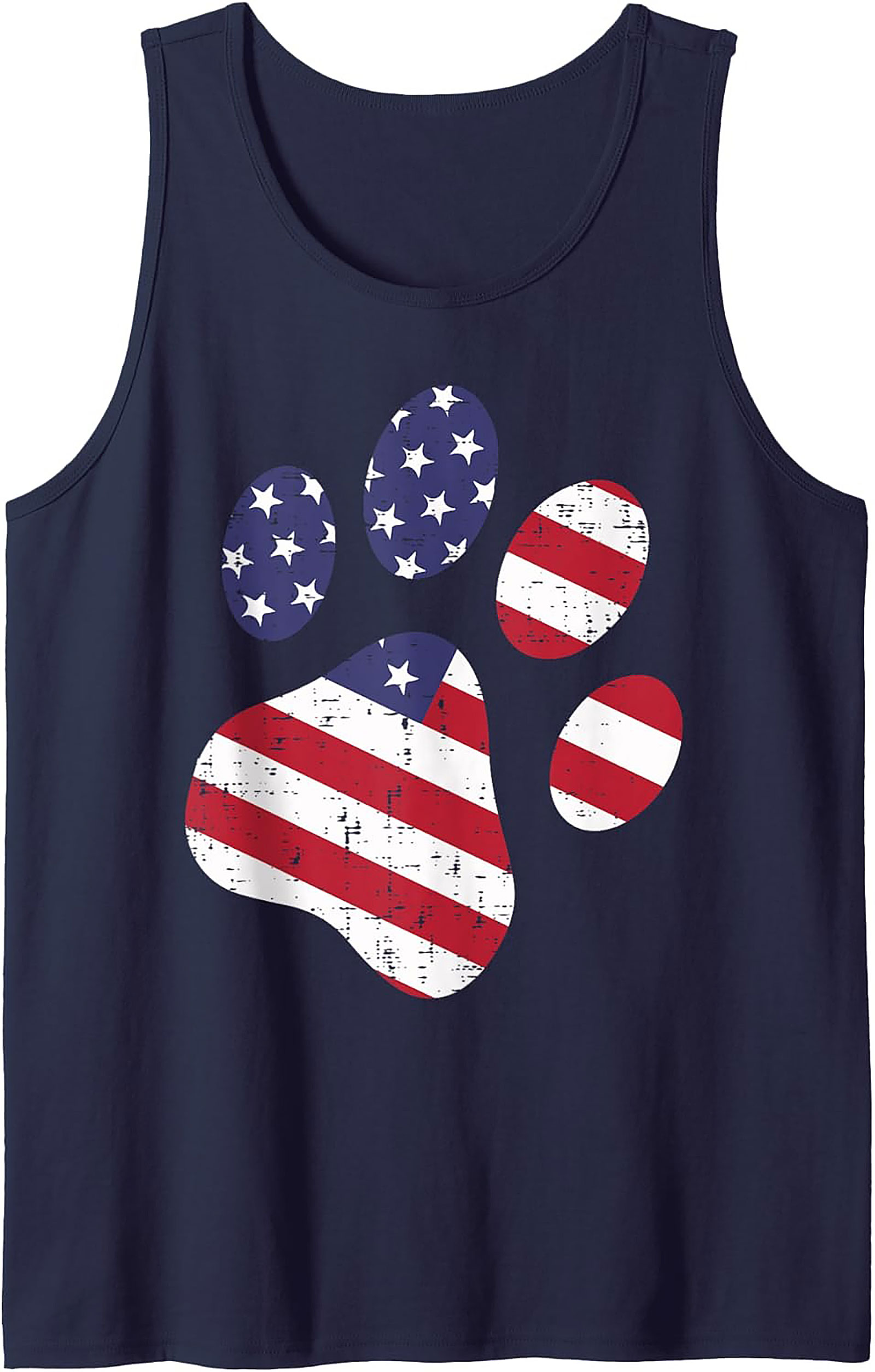 Patriotic Dog Paw American Flag Graphic Tank Top