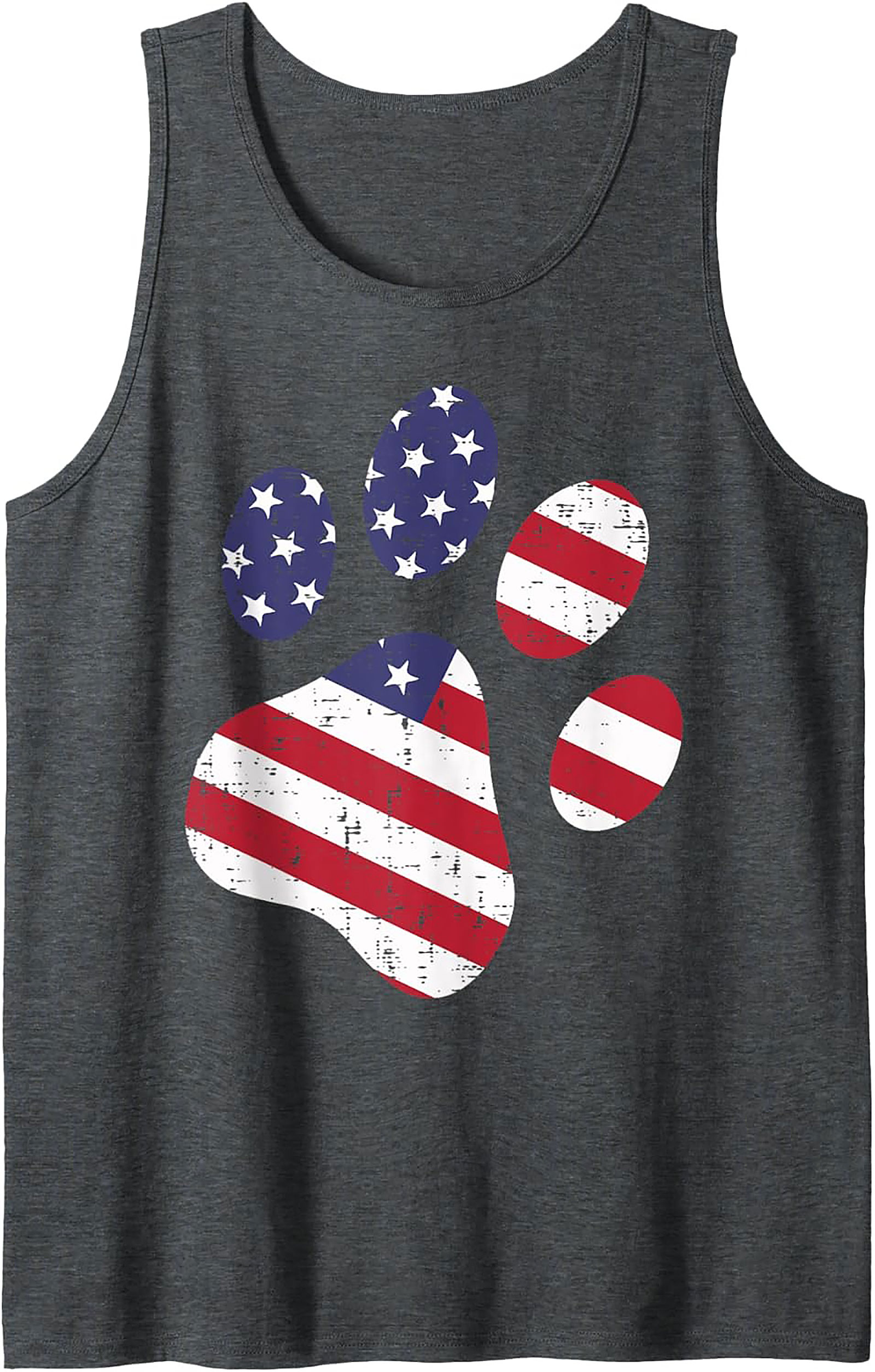 Patriotic Dog Paw American Flag Graphic Tank Top