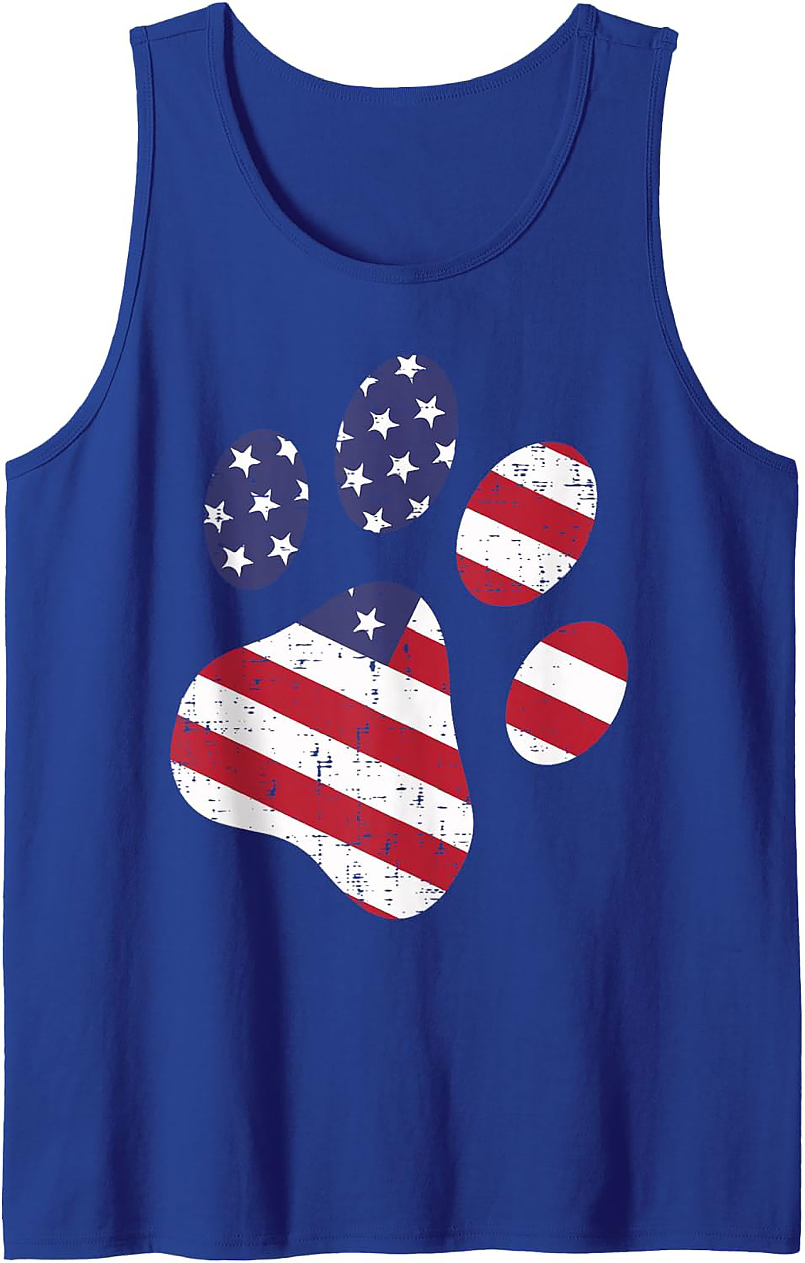Patriotic Dog Paw American Flag Graphic Tank Top