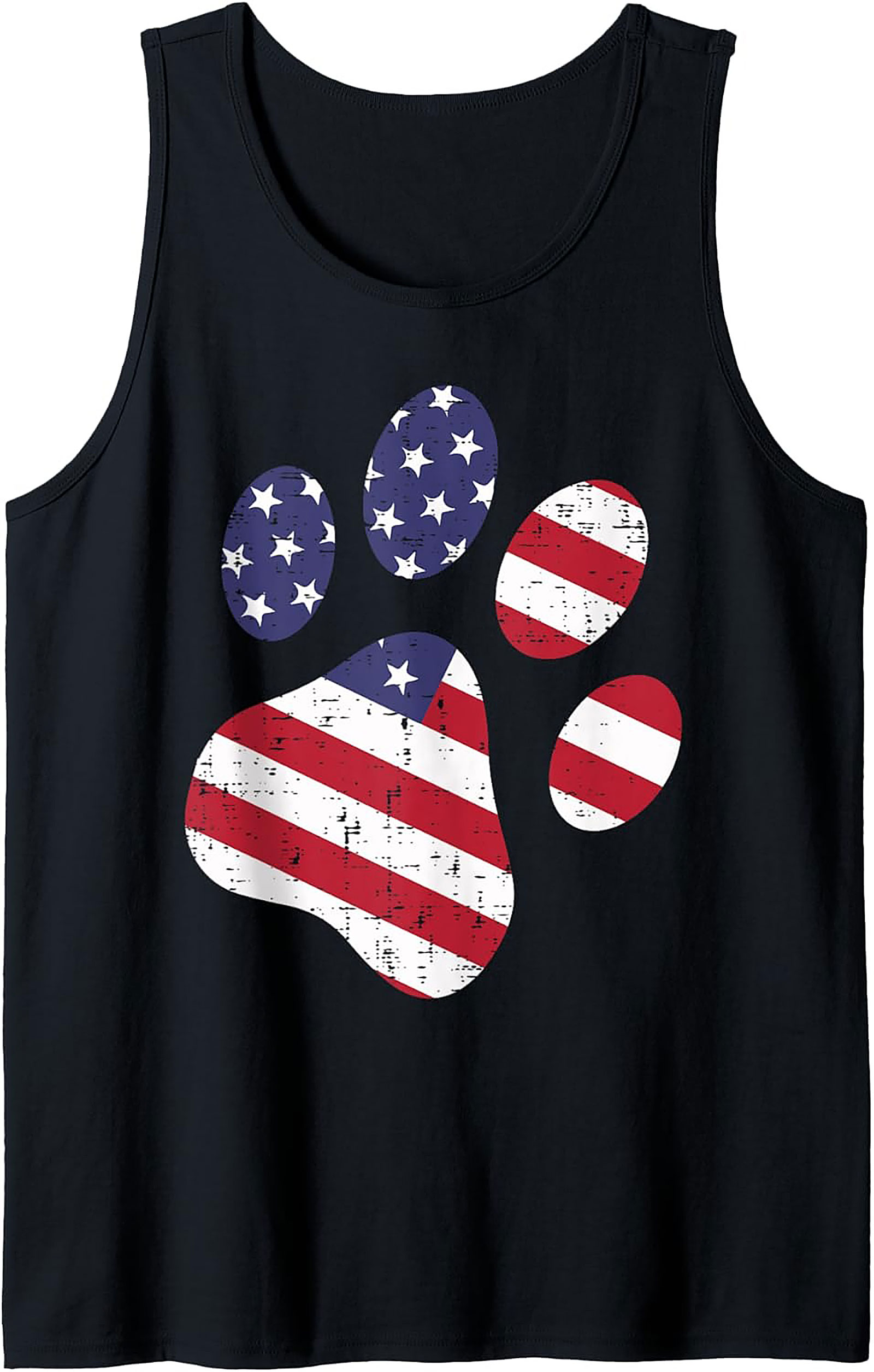 Patriotic Dog Paw American Flag Graphic Tank Top