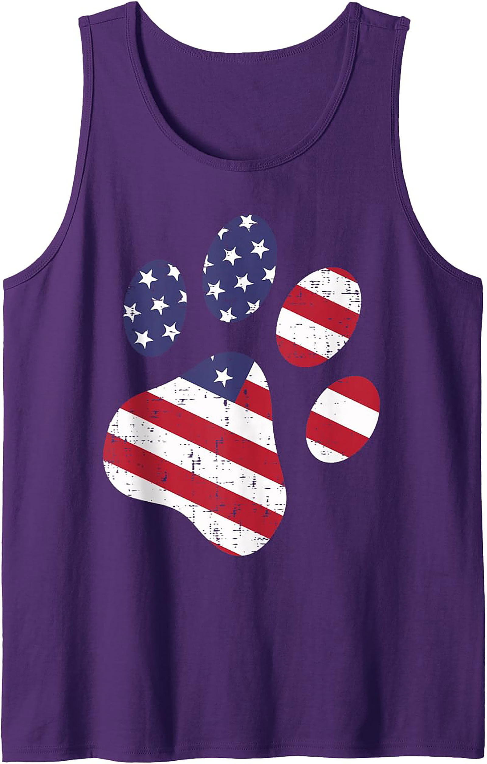 Patriotic Dog Paw American Flag Graphic Tank Top