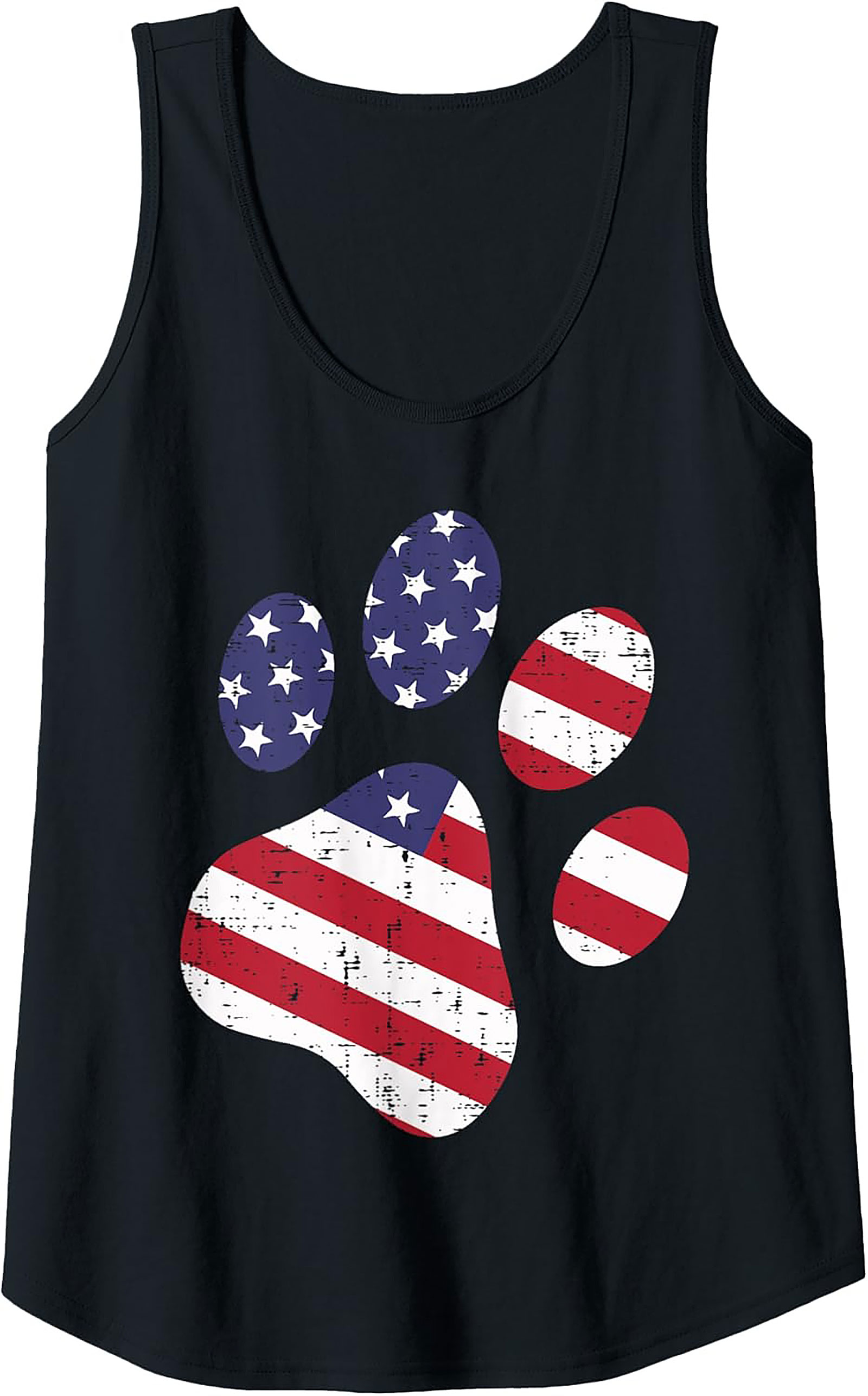 Patriotic Dog Paw American Flag Graphic Tank Top