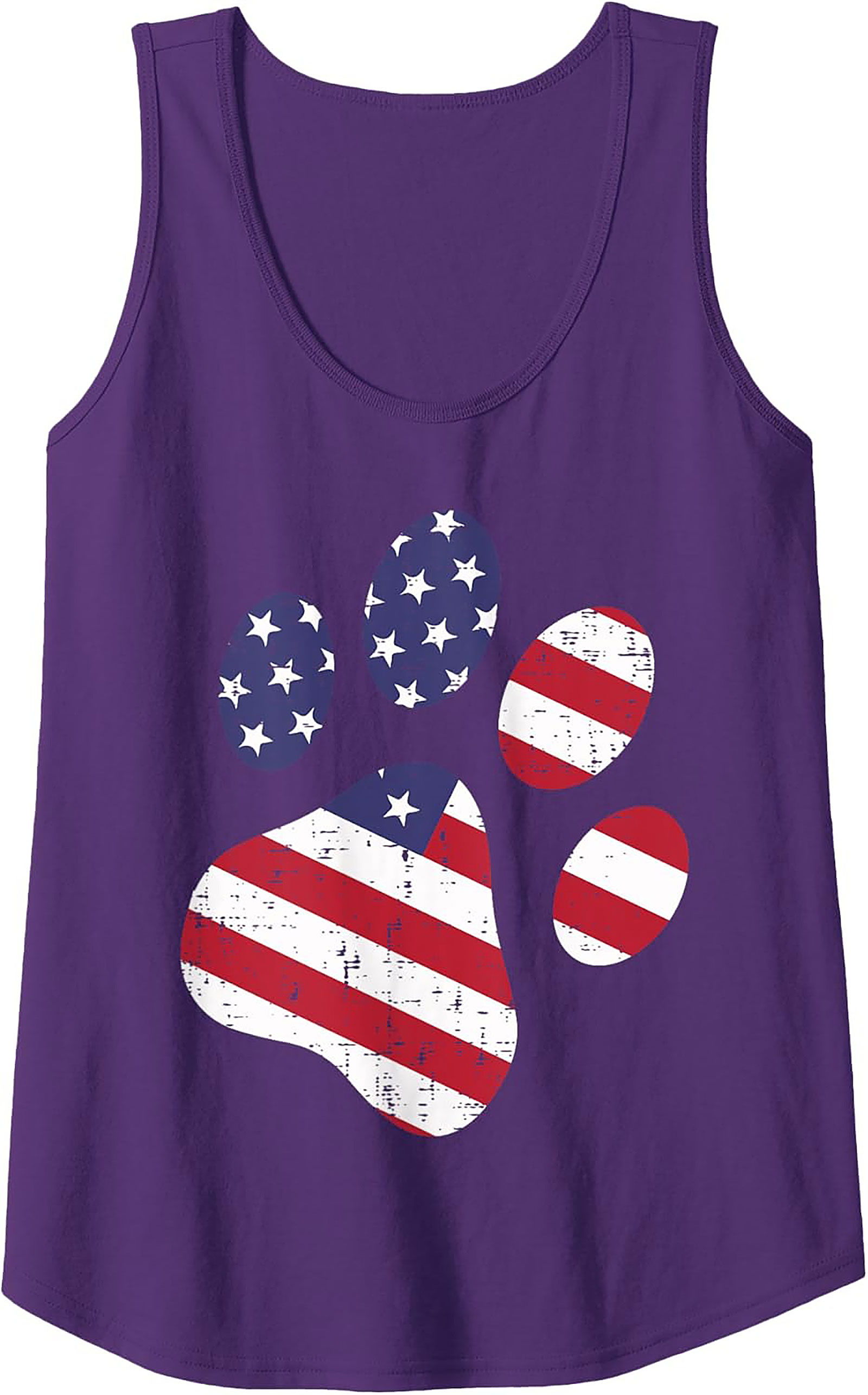 Patriotic Dog Paw American Flag Graphic Tank Top