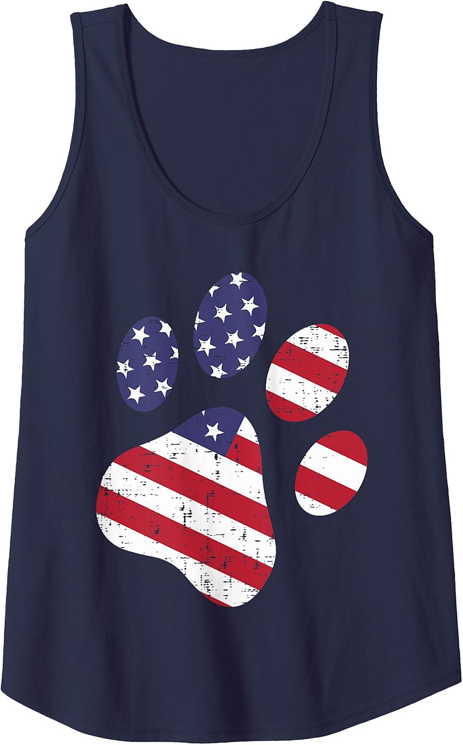 Patriotic Dog Paw American Flag Graphic Tank Top