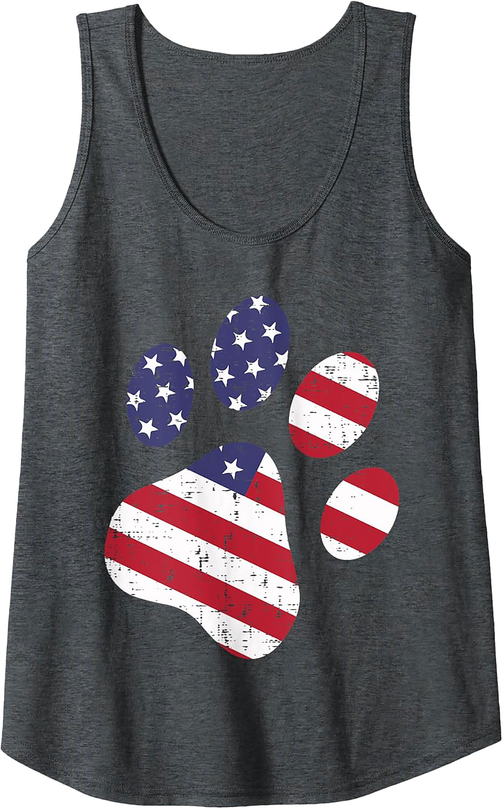 Patriotic Dog Paw American Flag Graphic Tank Top