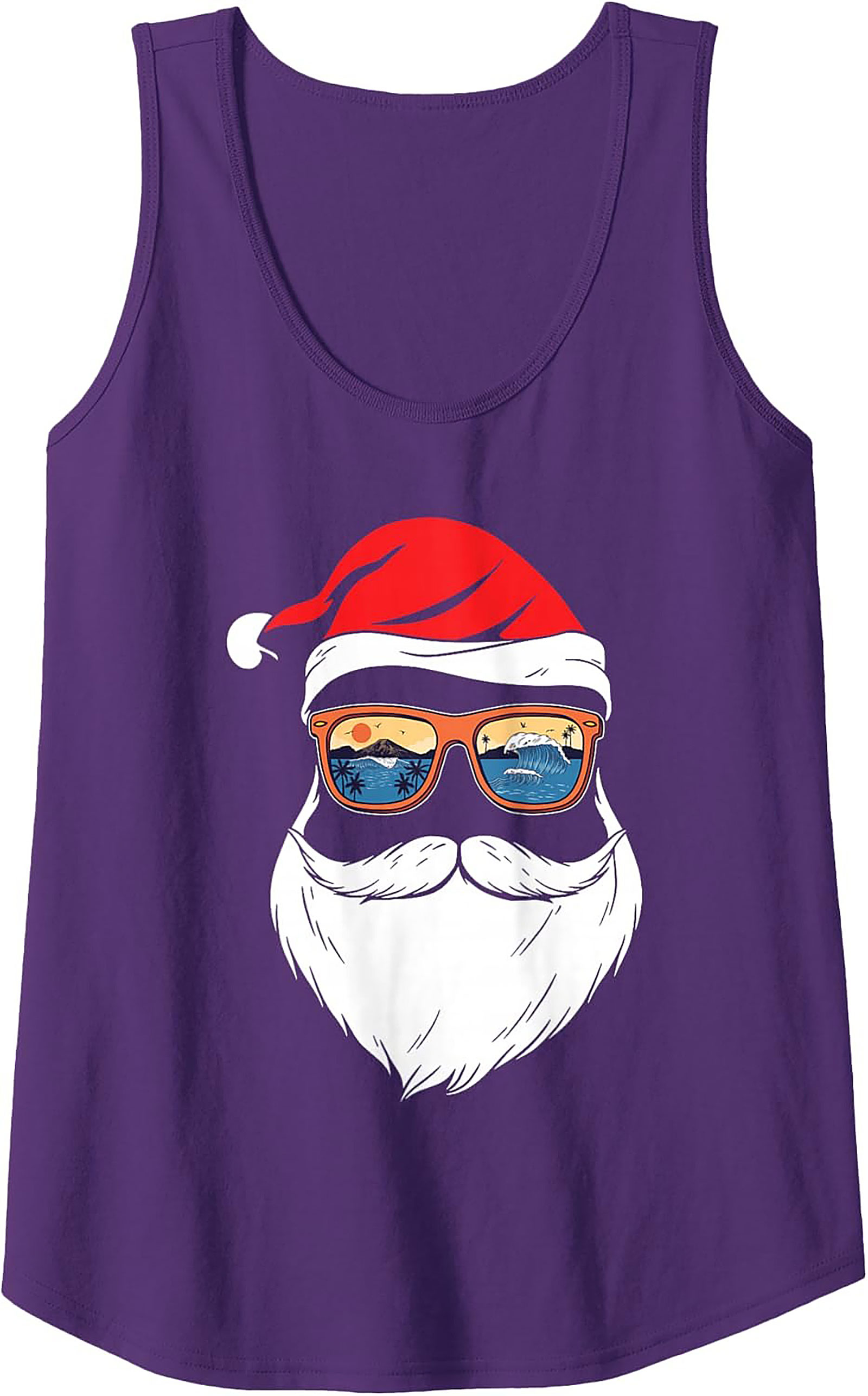 Santa Rave Top Tropical Santa Tank Top Christmas in July Graphic